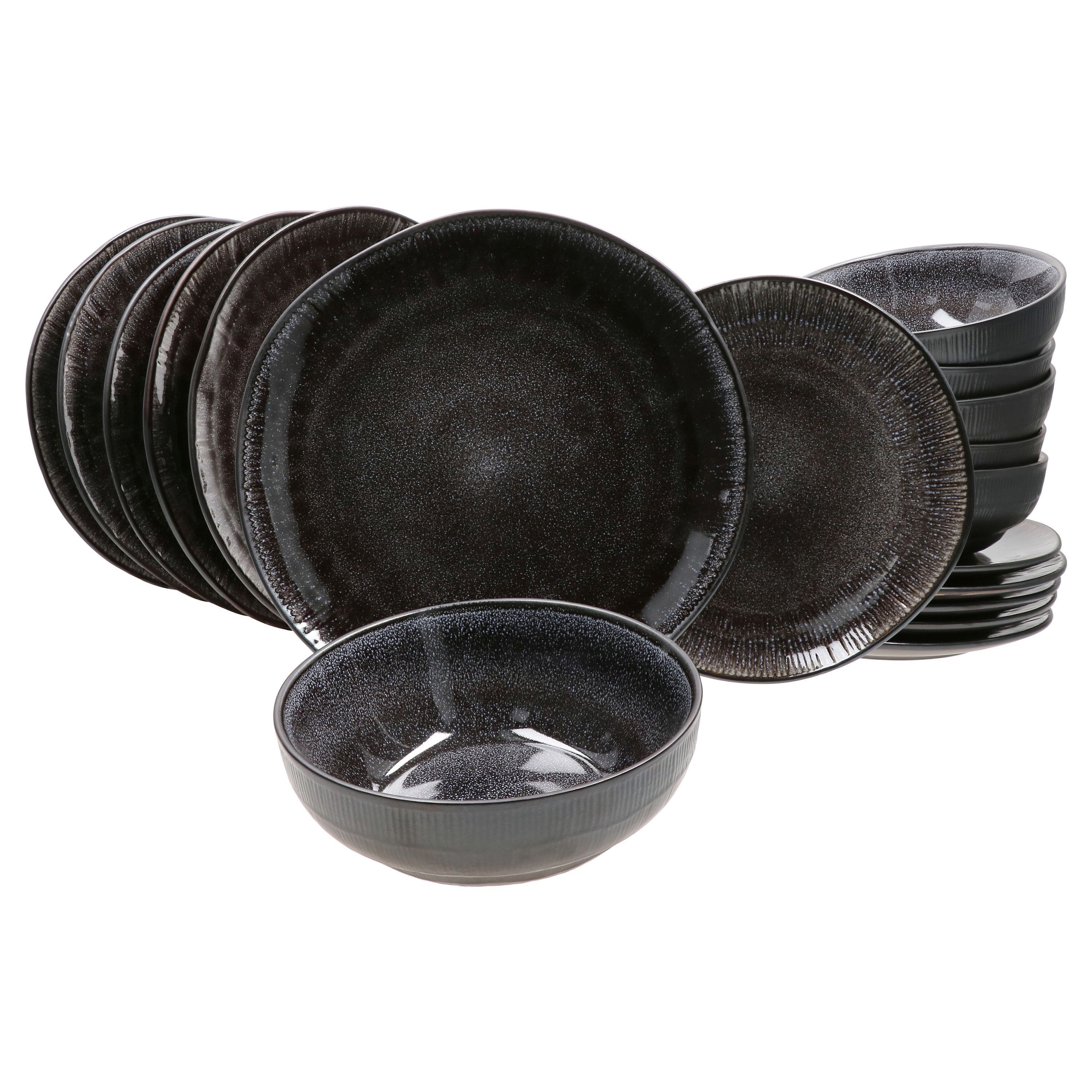 18-piece Dinnerware Set Zakynthos Reactive Glaze Black - 24327312