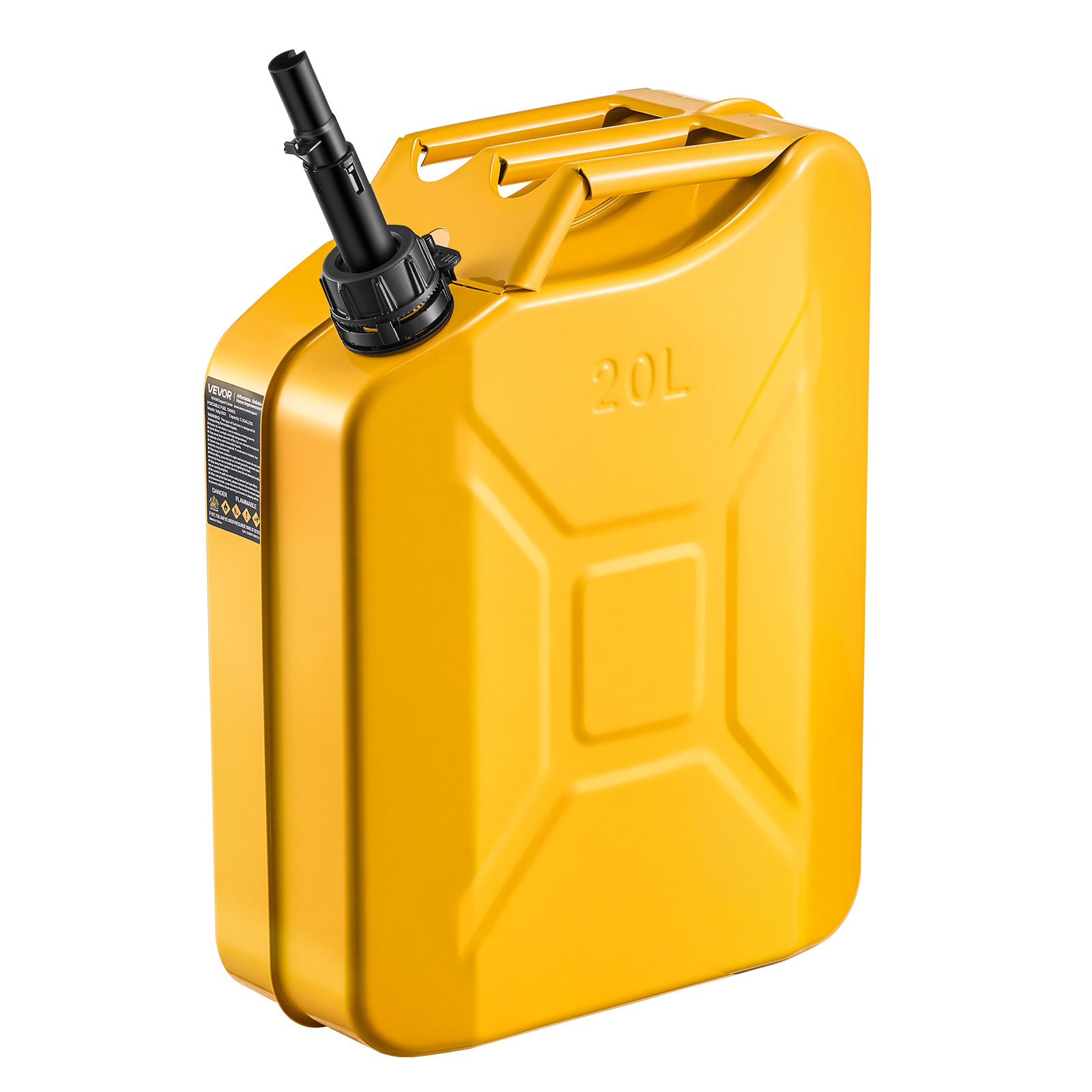 TEMU Vevor Metal Fuel Container, , Fuel Can With Spout Handle, 6 L/min Rate, Corrosion-resistant Metal Gas Tank Most Cars Motorcycle Atv Utv, Yellow