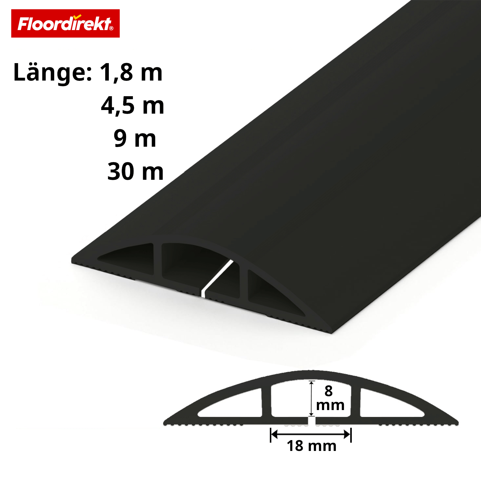 Floor Direct Cable Channel for Trip Protection, 4 Lengths Available