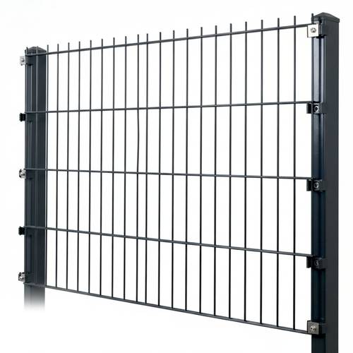 doppelstabmattenzaun aus stahl in – stabiles zaunset in 80 / 100 / 120 cm höhe und viele längen – inkl. pfosten & doppelstabmatten, pulverbeschichtet