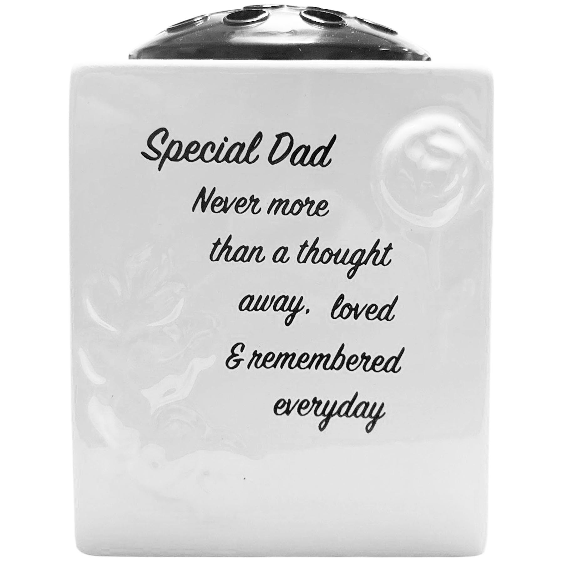 TEMU Memorial With 3d Flowers And Glazed Finish Graveside Vase Ornament - Special Dad