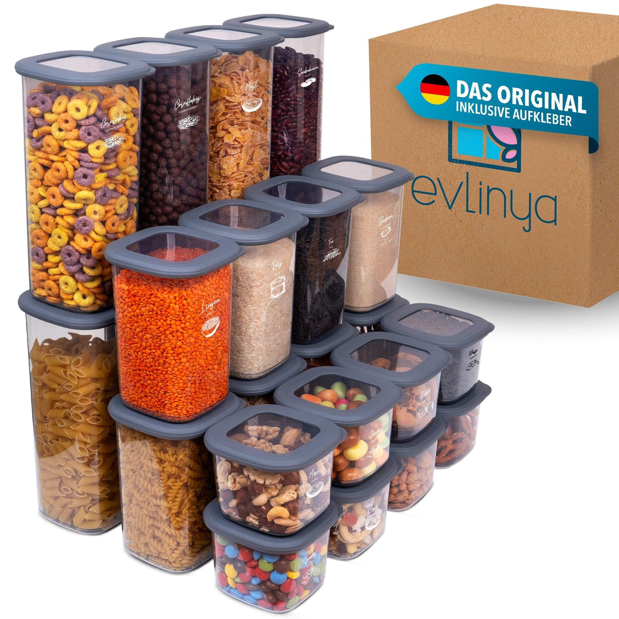 Image of Evlinya Food Storage Container Set – Stackable Food Storage Containers With Lids, Kitchen And Fridge Organizer For Food Storage And Kitchen Organization – 24-piece Mix Set In