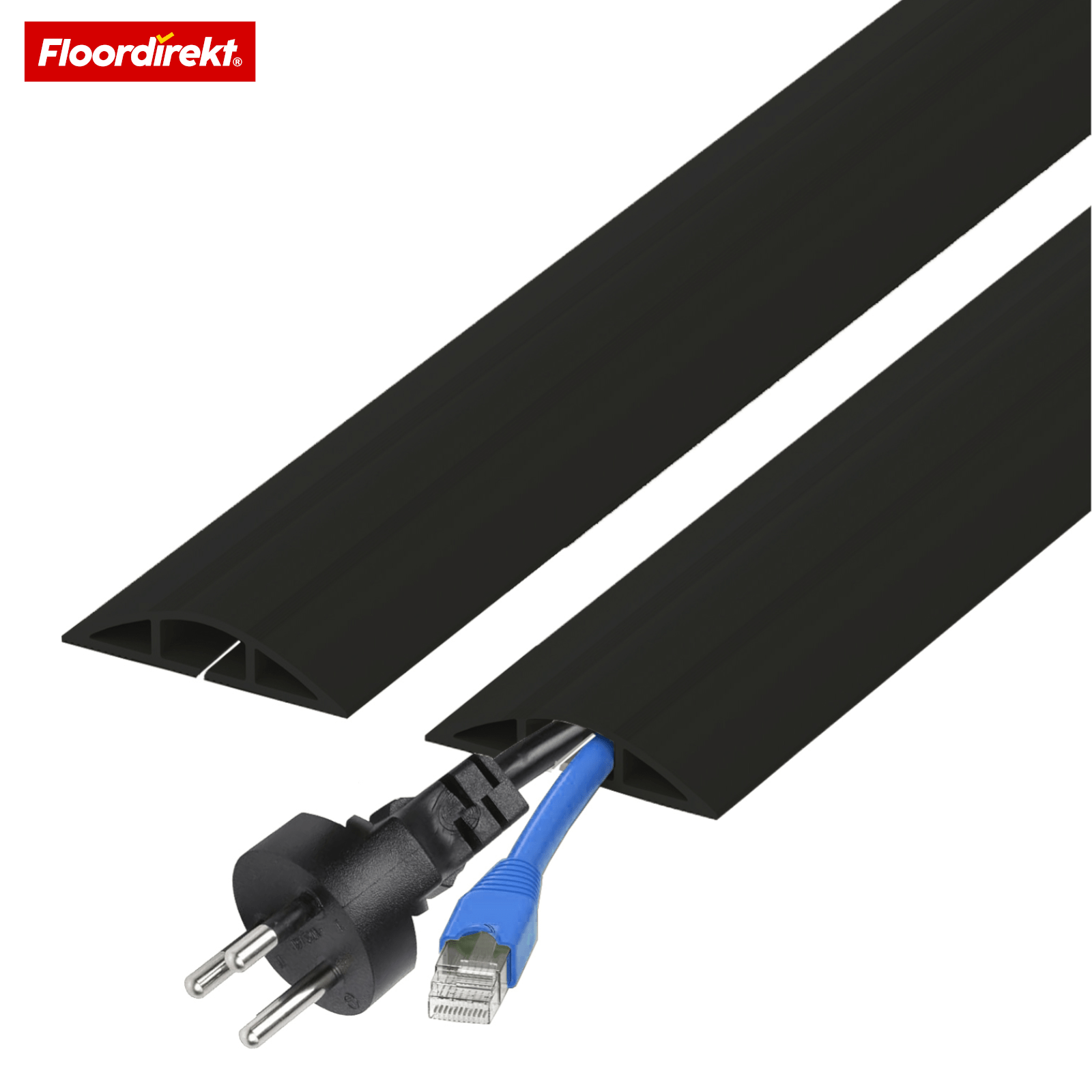 Image of Floordirekt Floor Cable Duct - - Trip Hazard Protection For 2 Cables - In 4 Lengths (1.8 / 4.5 / 9 / 30 M) & 3 Colors - Flexible