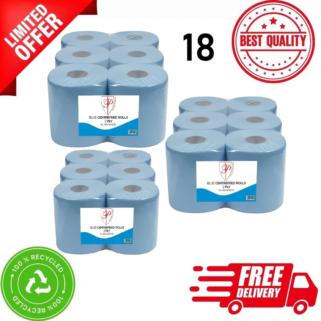 TEMU 18pcs , 2 Ply Blue Roll, Embossed Paper Towels, Strong & Absorbent Kitchen Rolls Blue, Multi Fold Double Layer Tissue Roll, Household Cleaning ,