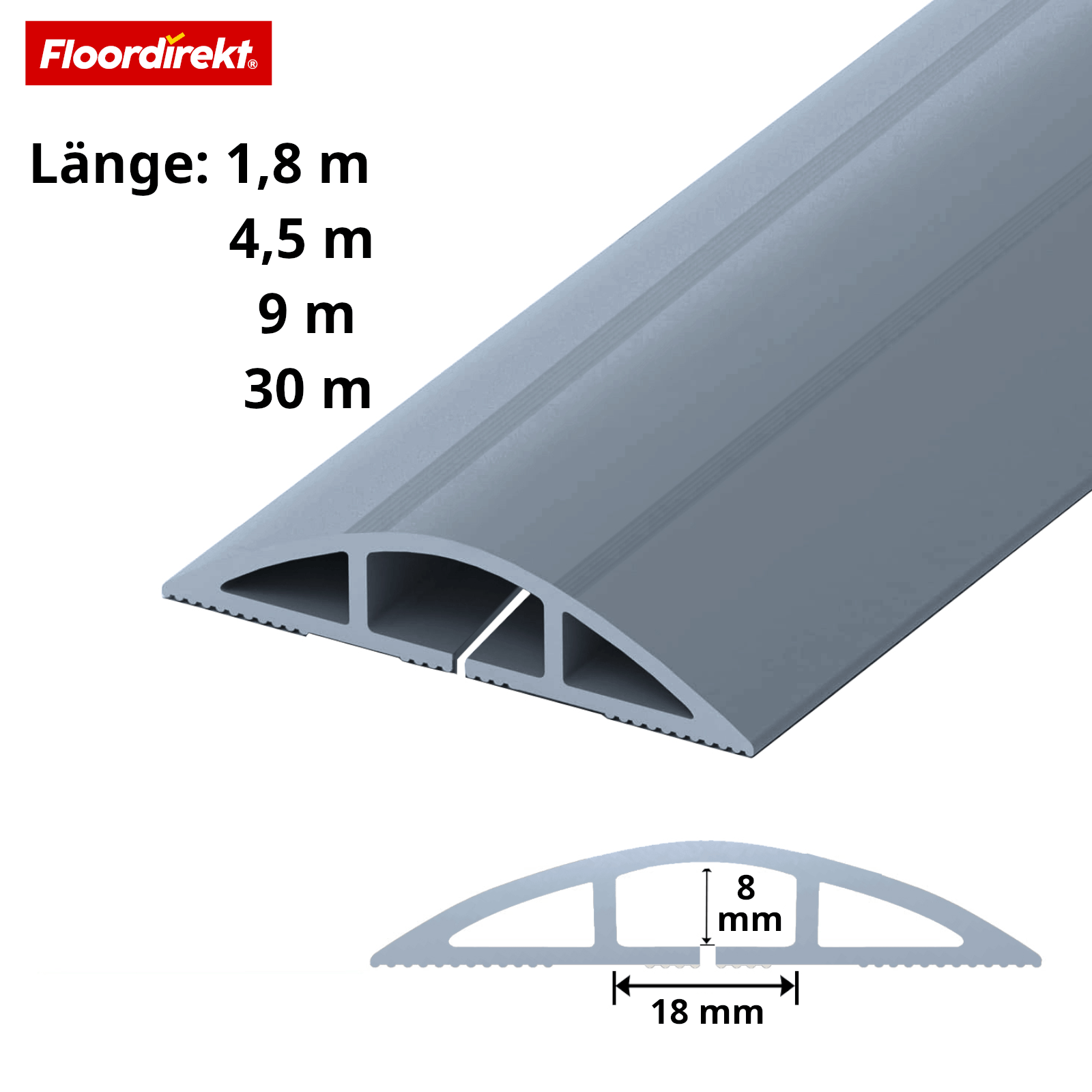 Floor Direct Cable Channel for Trip Protection, 4 Lengths Available