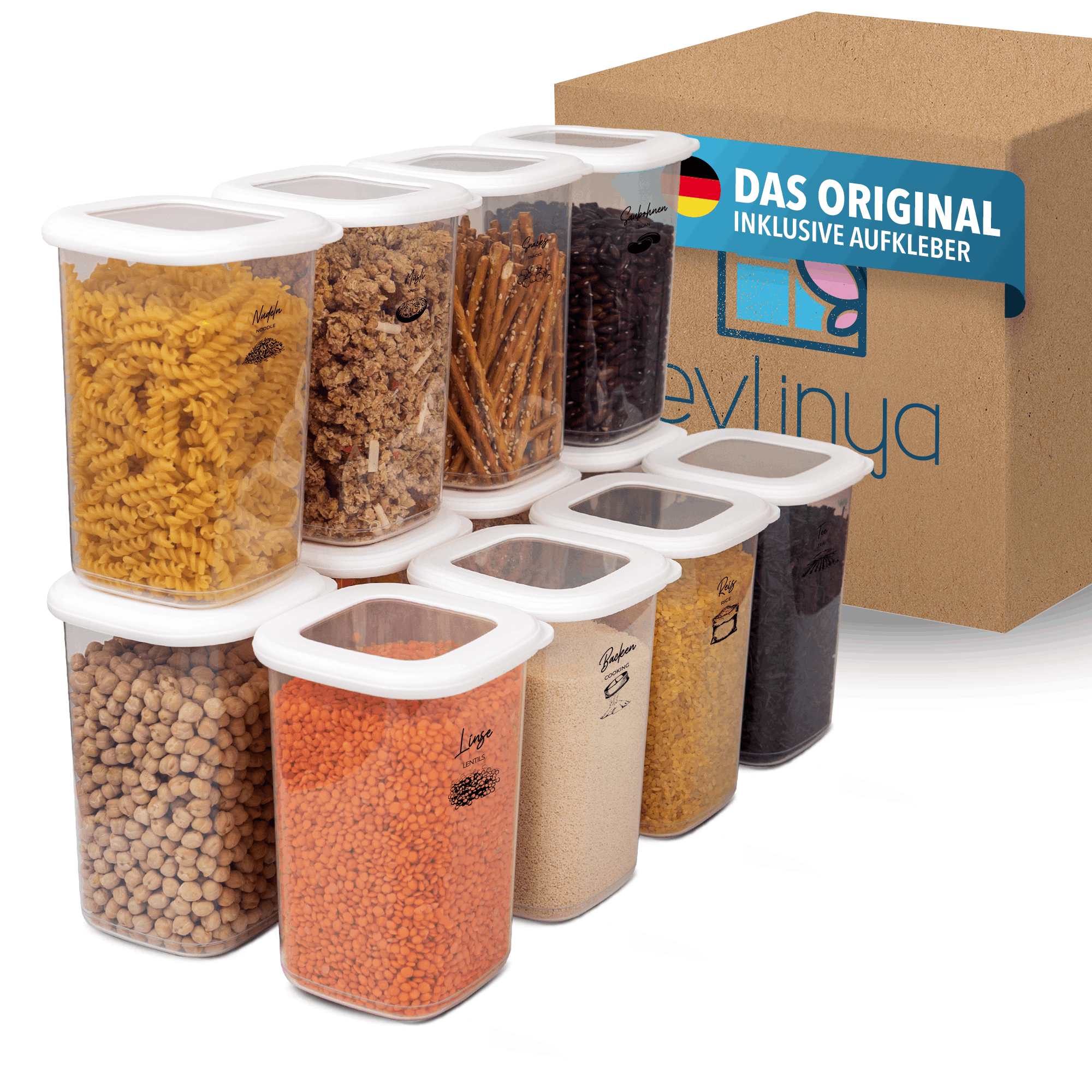 TEMU Evlinya Food Storage Container Set – Airtight Food Containers With Lids, Stackable Storage Boxes For Kitchen And Fridge Organization, For Food