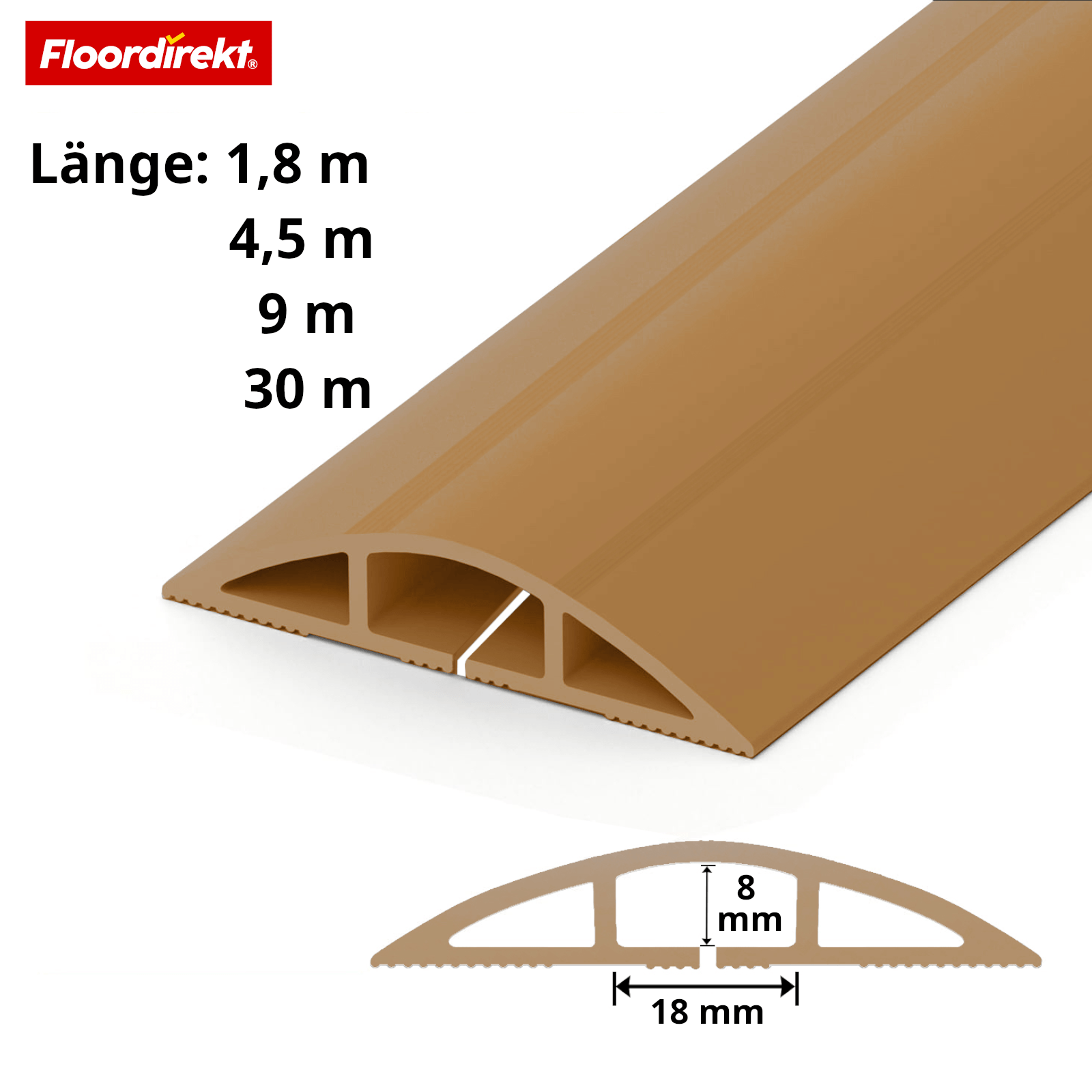 Floor Direct Cable Channel for Trip Protection, 4 Lengths Available