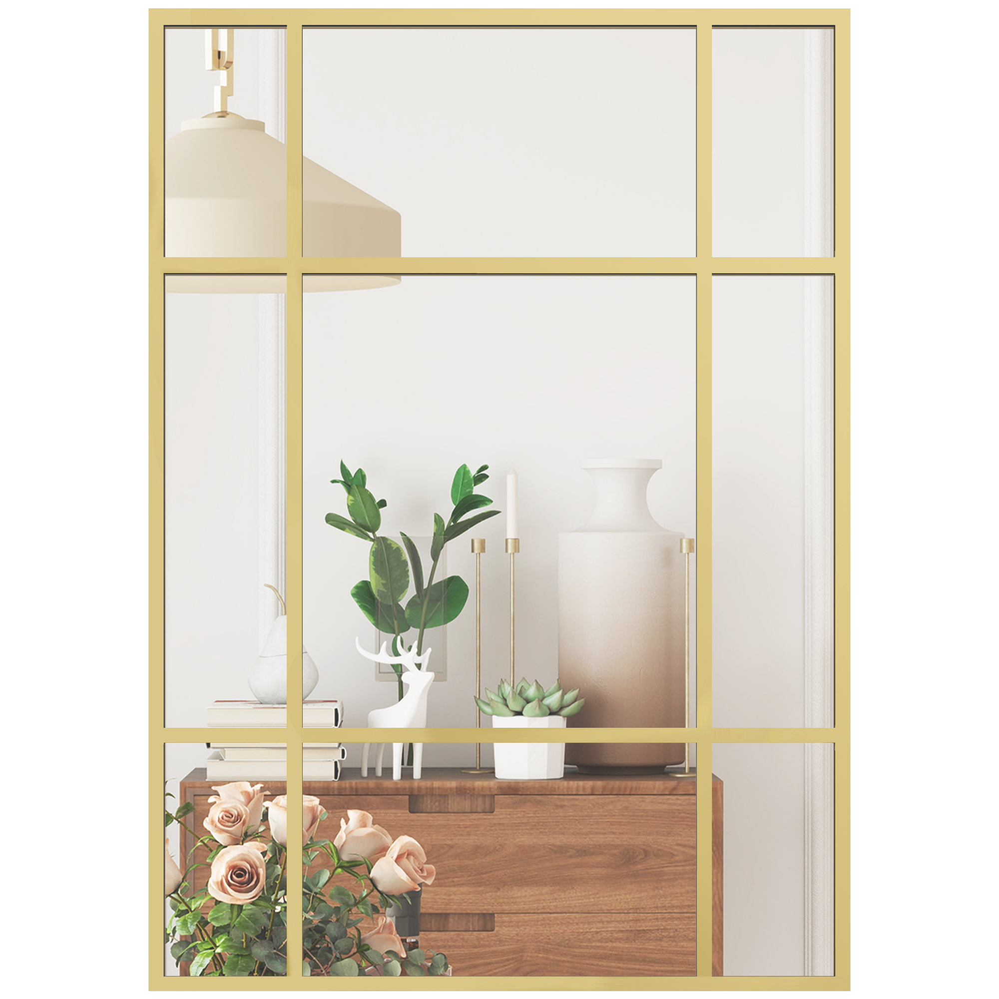 HOMCOM Espejo Rectangular de Pared, 70x50 cm, Espejo de Ventana con Marco de Metal, Dec...