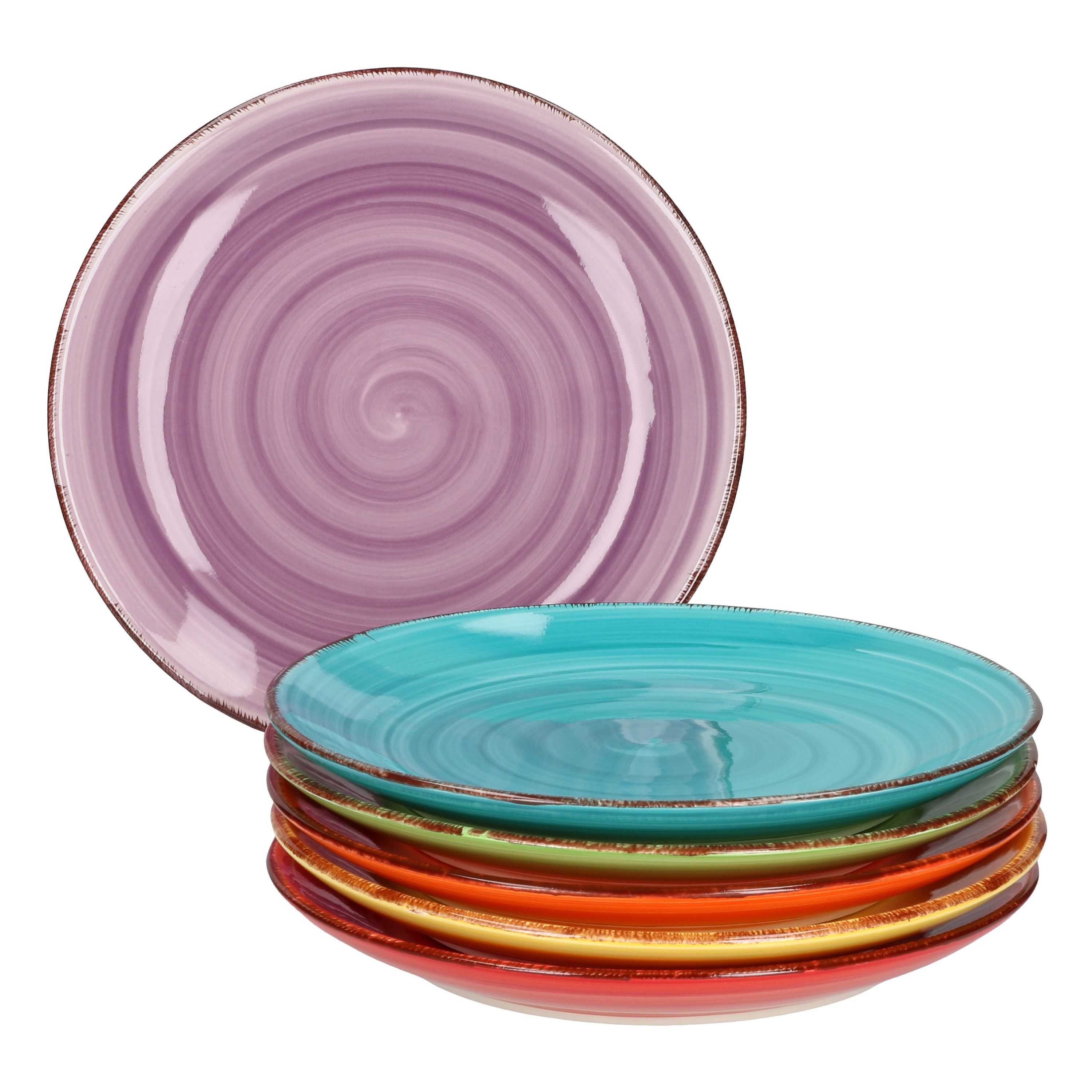 6pcs Set Dessert Plate Uni Colorful