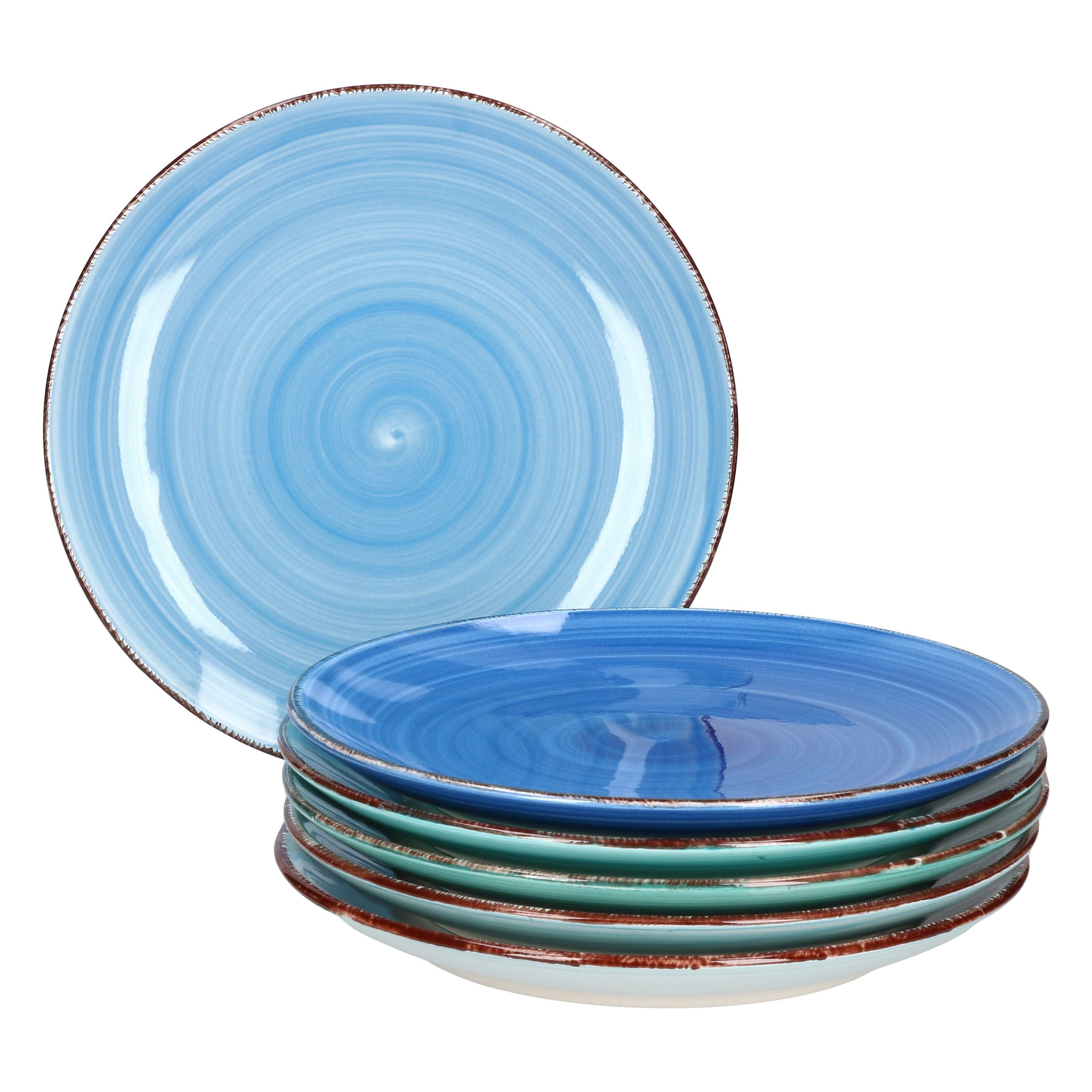 6pcs Set Dessert Plate Blue 19.5cm