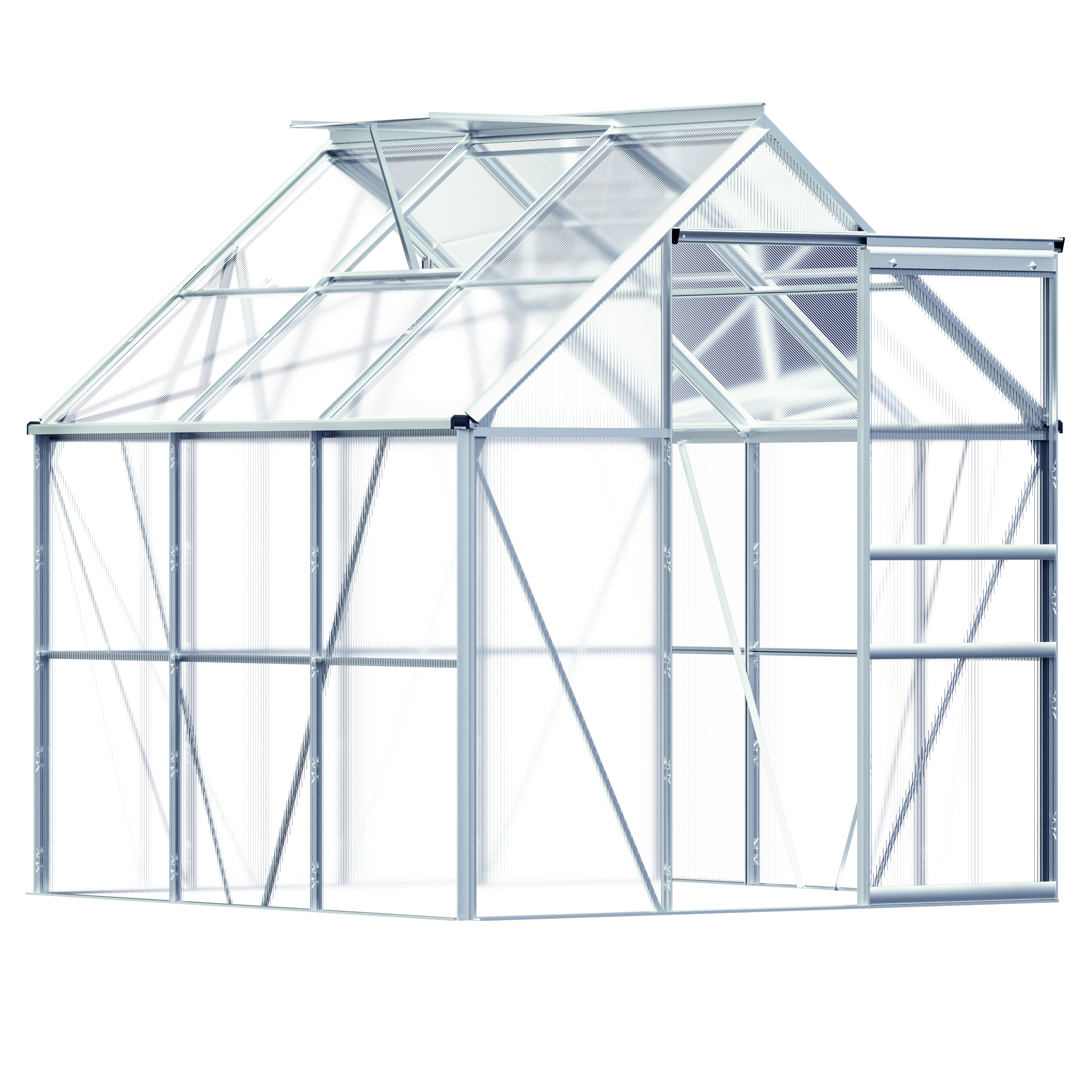 Aluminum Greenhouse 3.6m² 190x190cm . Roof Window Greenhouse Garden House Cold Frame Nursery 5.8m³