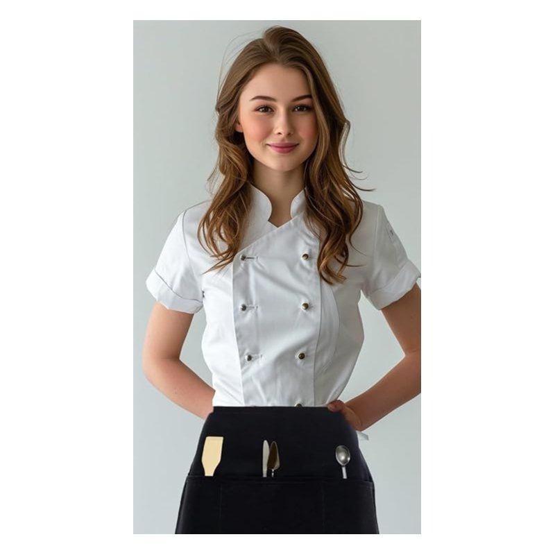 TEMU Half Waist Waitress Black Apron With 3 Pockets, Professional Server Waist Apron For Restaurant, Café, Bar, Bistro, Kitchen, Catering, Hotel,
