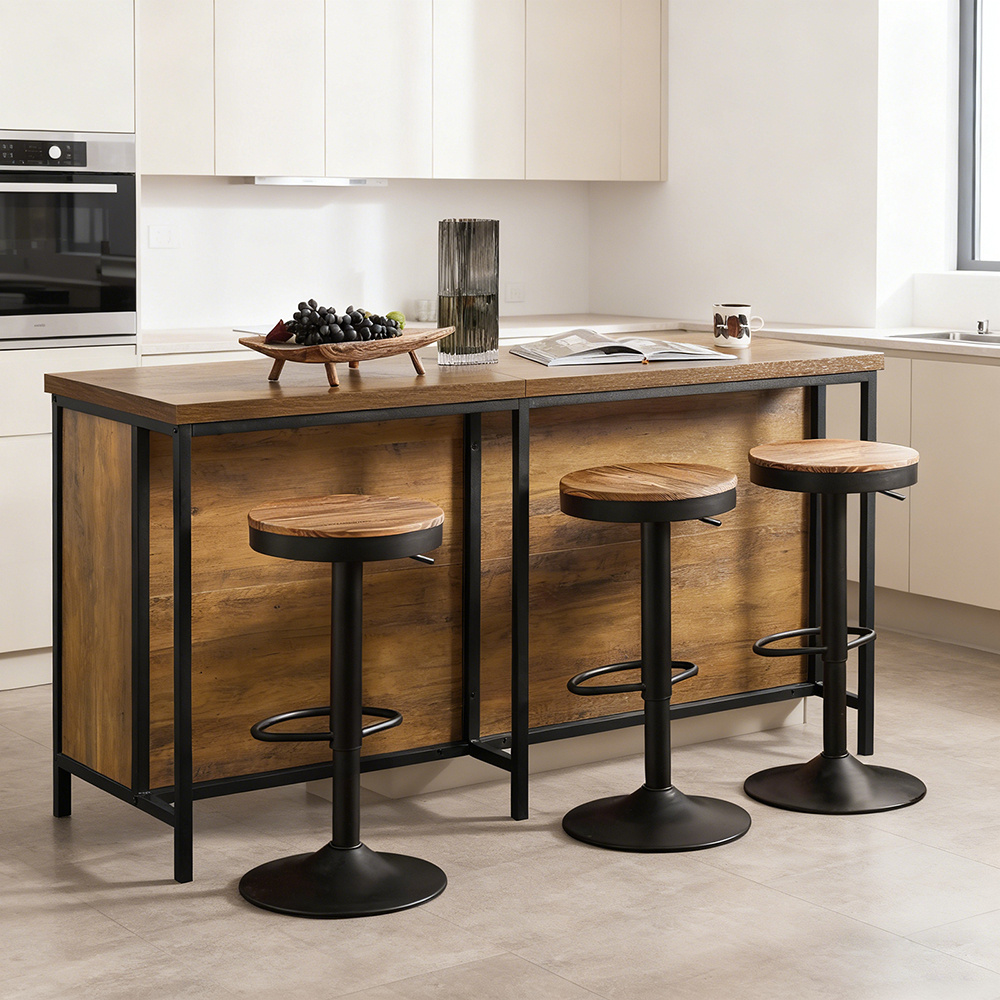 Image of 1 Piece 170x89x60cm Kitchen Island, Kitchen Cabinet With 4 Open Compartments + 1 Large Cabinet, Mdf + Metal, Sideboard & Display Cabinet, , Kitchen & Living Room, Haotian Lom12-g