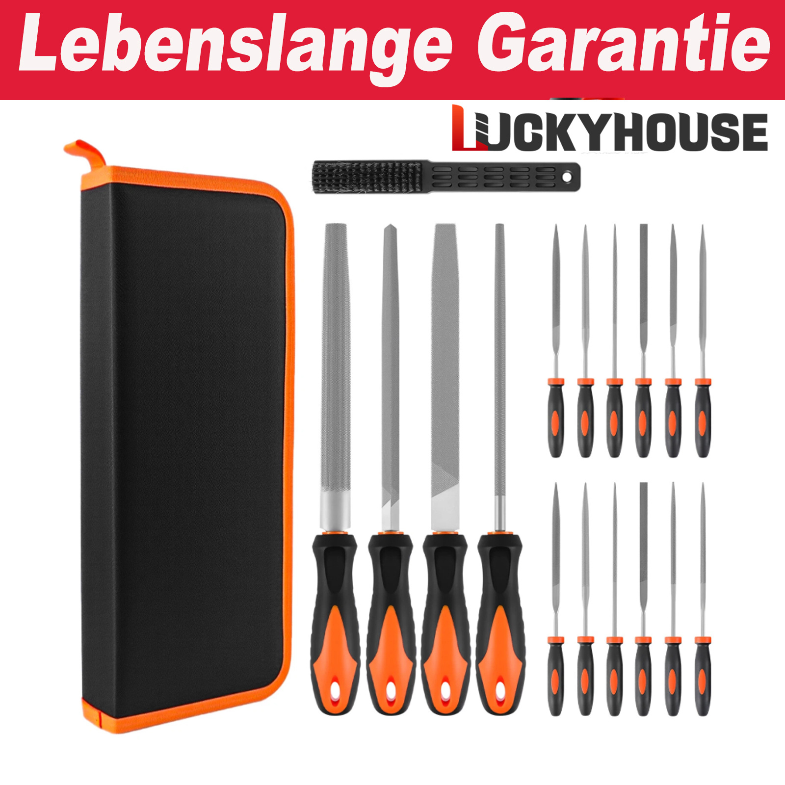 E-shop 17-teiliges Metall-Feilen-Set, professionelle Feilen-Werkzeuge, hochwertige Metallfeilen mit Aufbewahrungskoffer, 4 große Feilen (flach,