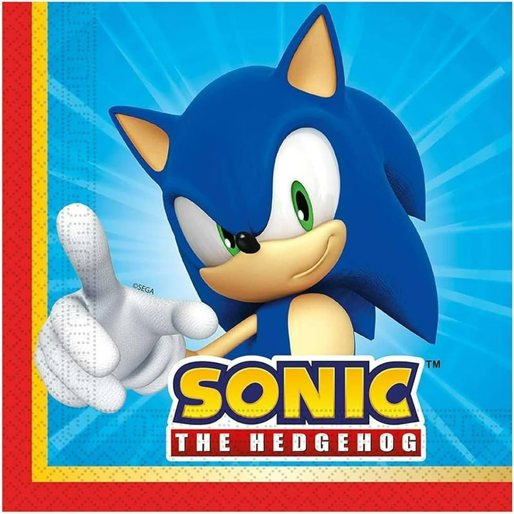 TEMU Servilletas de papel Sonic the Hedgehog, 33x33 cm, 20 unidades