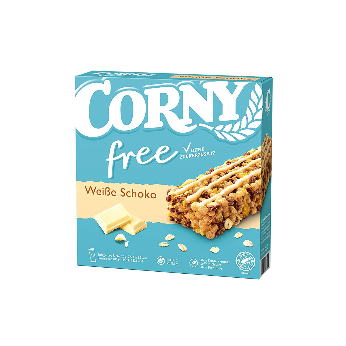Corny Free White Chocolate Muesli Bars Without Added Sugar 6x20g 120g