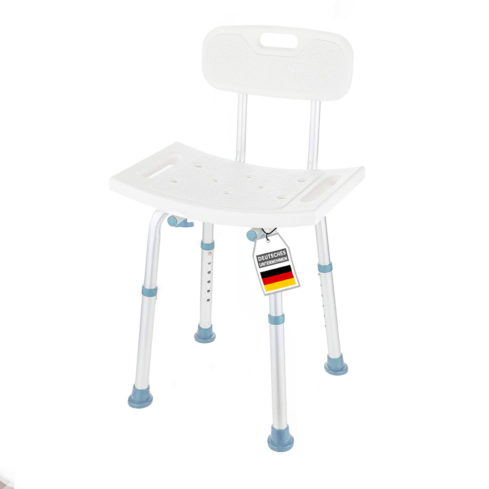 Image of Shower Chair - Height-adjustable Shower Stool With Removable Backrest - Height Adjustable 37–50 Cm - Supports Up To 150 Kg - Non-slip Bath Chair For Bath & Shower