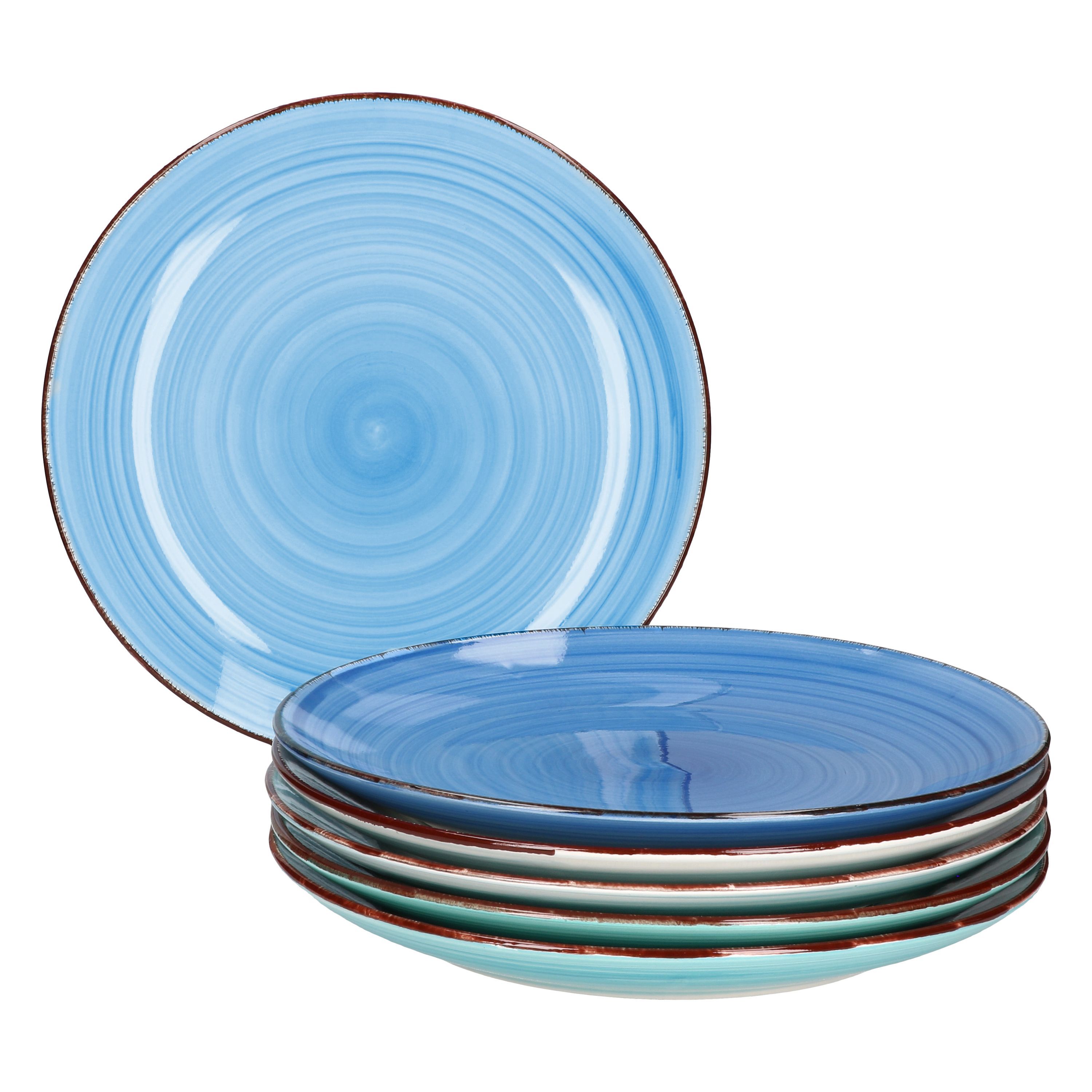 6pcs Flat Plate Set Blue 26.5cm