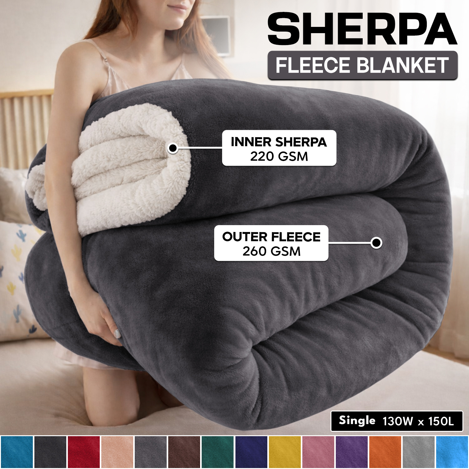 1pc luxurious double sided sherpa throw blanket soft warm cozy contemporary blanket machine washable   couch bed   ideal gift