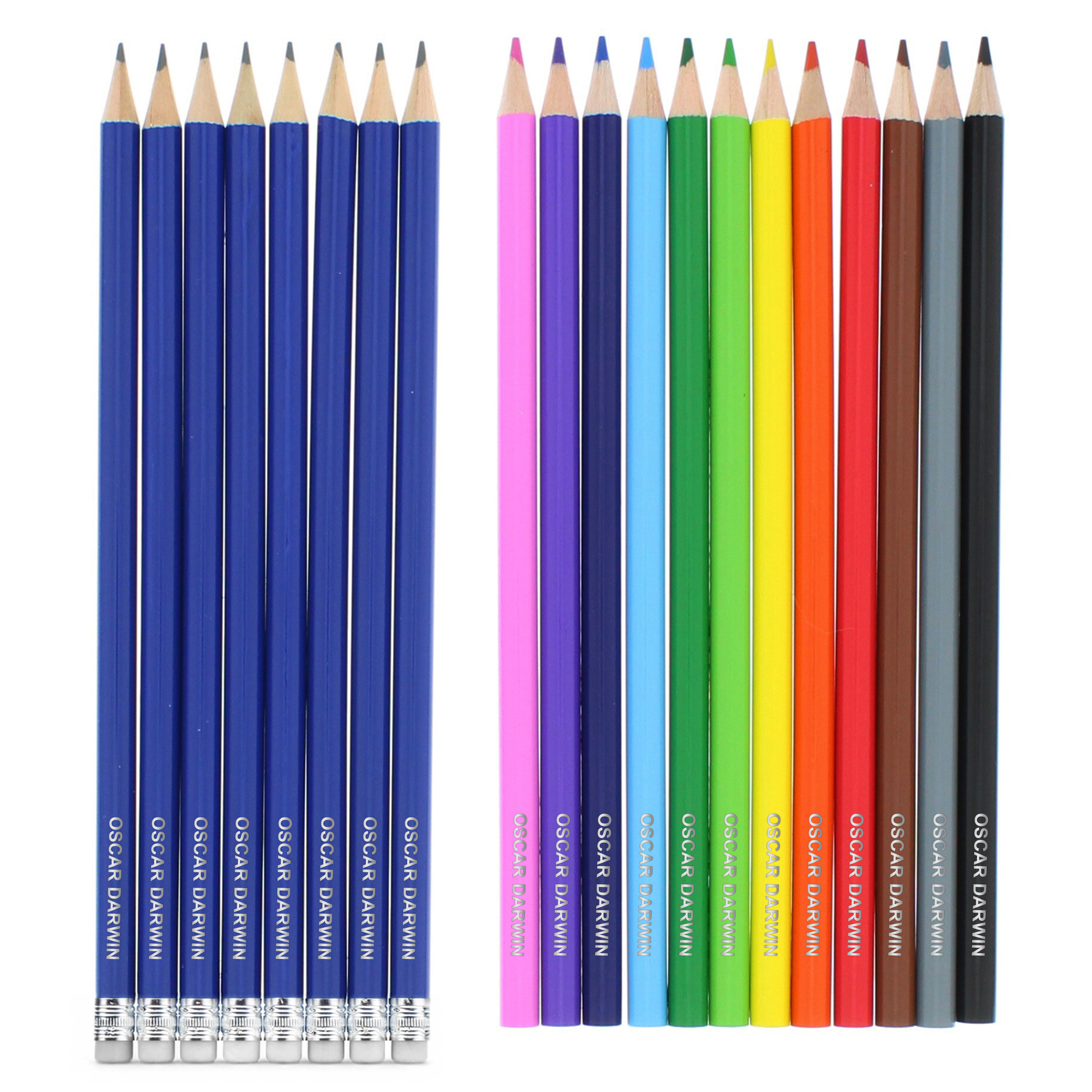 TEMU Personalised Pack Of 20 Hb Pencils & Colouring Pencils