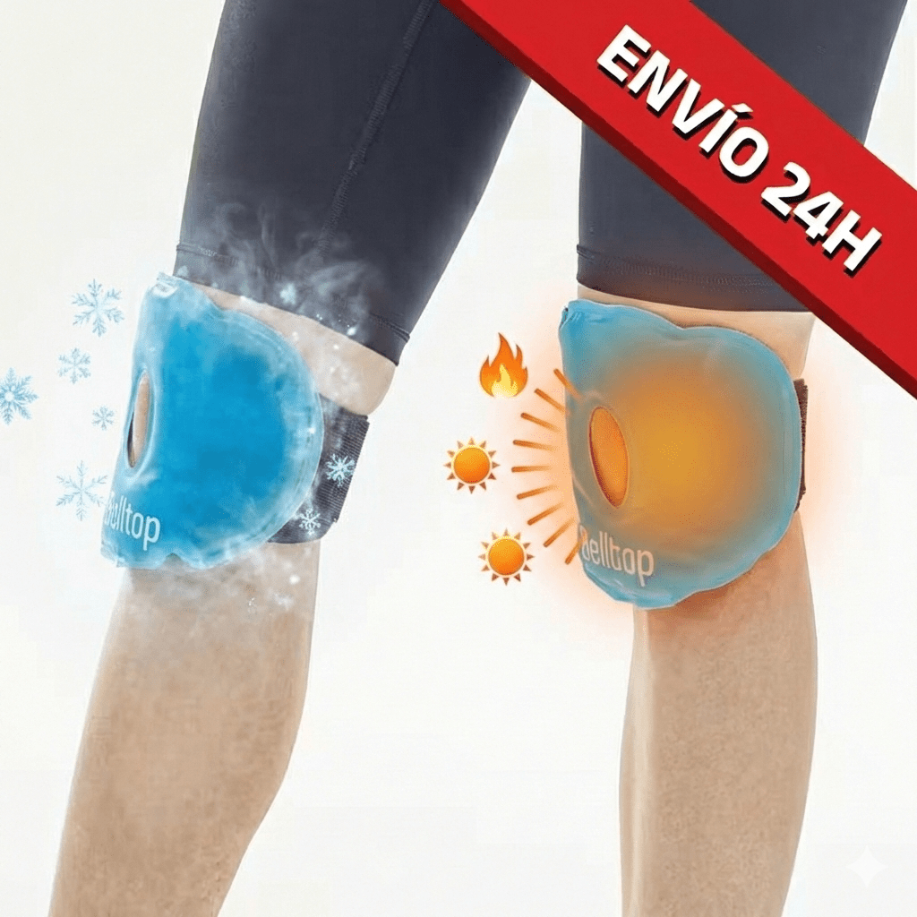 TEMU Pack de 2 x Rodillera térmica - bolsa gel frío para lesiones. Hielo para lesiones reutilizable (rodillera ligamento y menisco) con banda