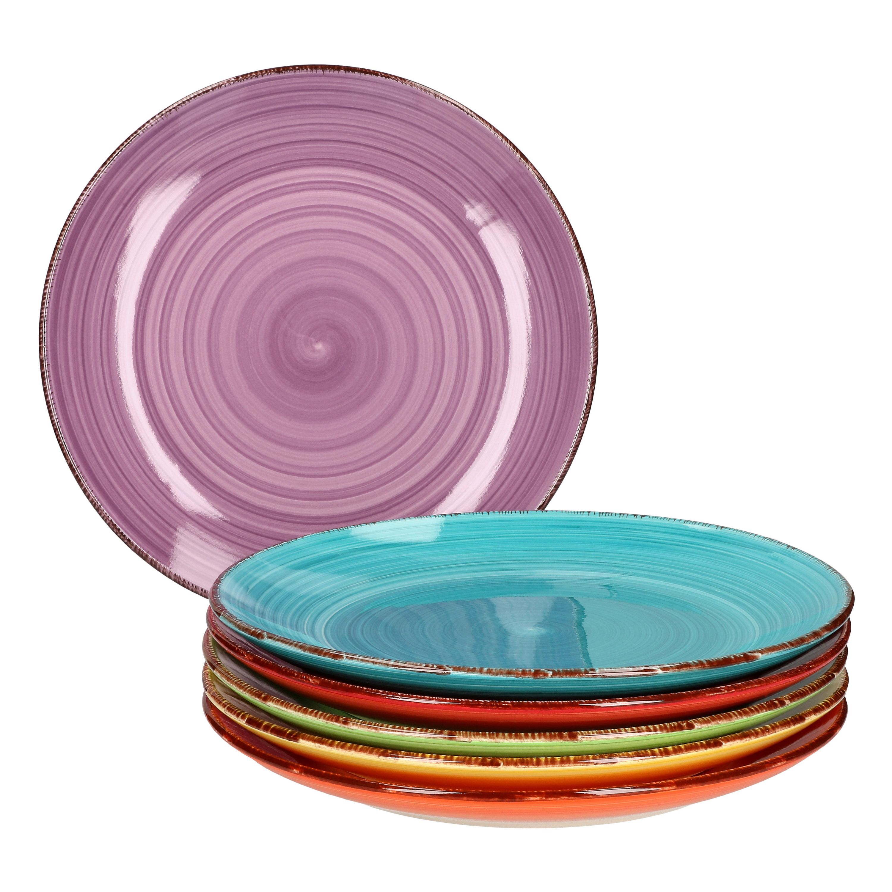 6pcs Set Of Colorful University Plates, Ø 27 Cm, H 3 Cm