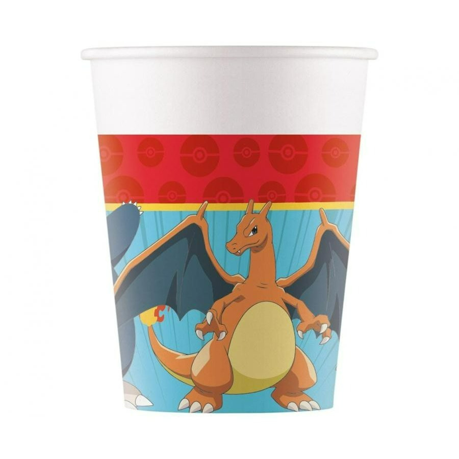 TEMU Vasos de papel Pokémon, 200 ml, 8 piezas