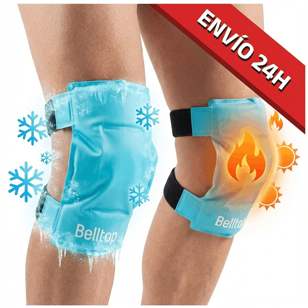 TEMU Pack de 2 x Rodillera térmica - bolsa gel frío para lesiones. Hielo para lesiones reutilizable (rodillera ligamento y menisco) con banda