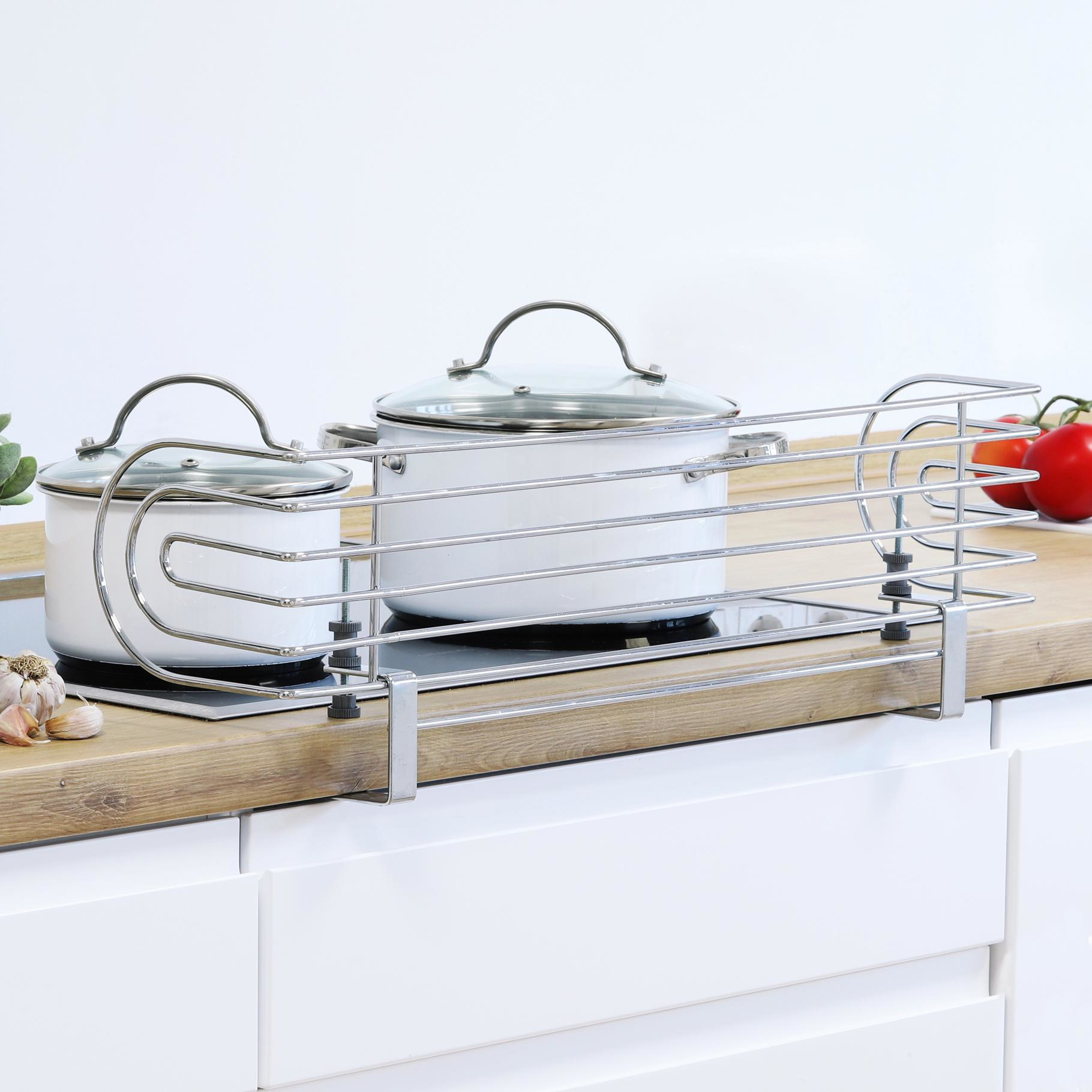 Stove Safety Gate 60 X X , Chrome-plated Metal Stove Guard With Side Protection, Cooktop Safety Barrier, Childproof Stove Guard - Protects Children From Reaching Hot Stovetops