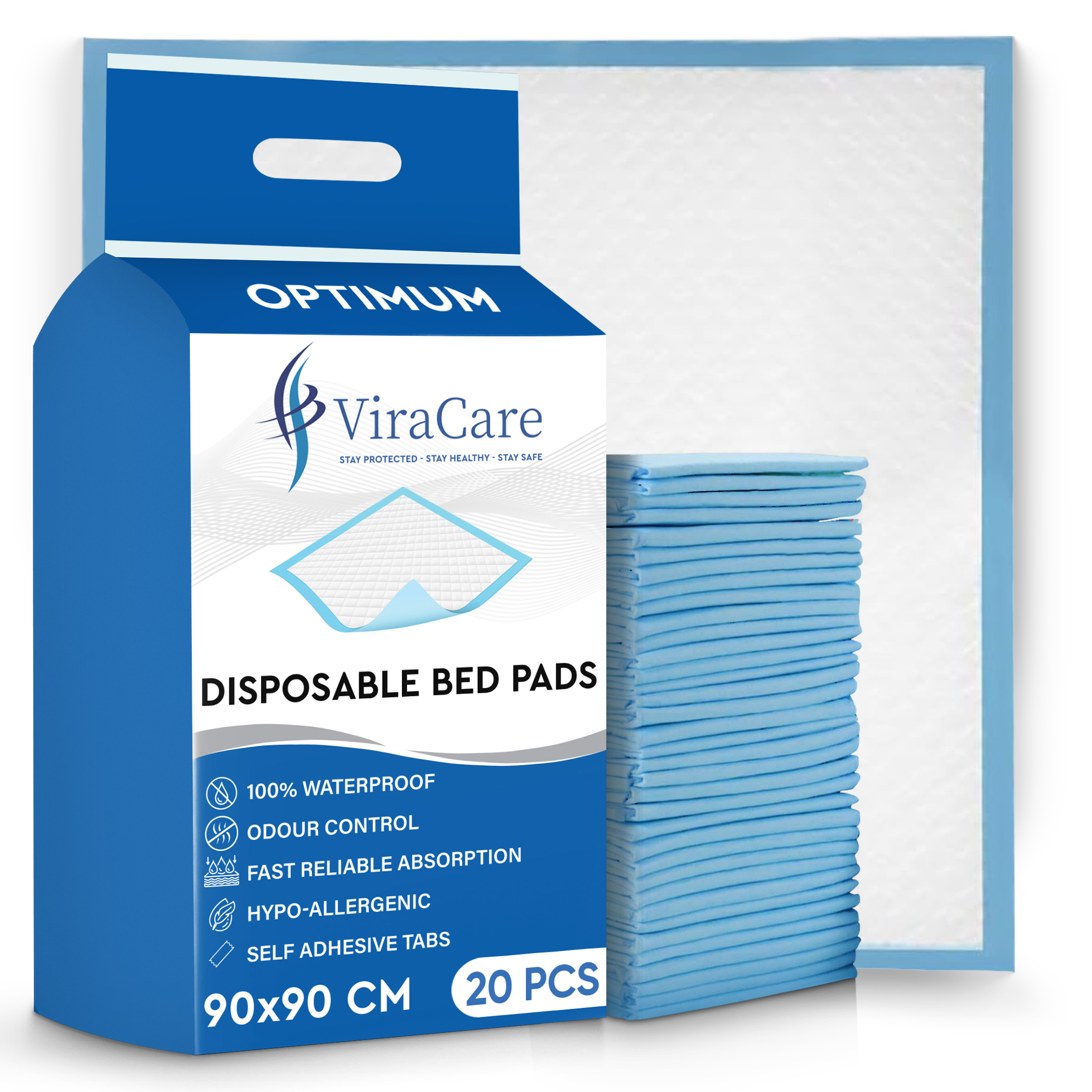 TEMU 20 X Absorbance Bed Pads | 90 X 90 Cm | Absorbance Bed Sheets | Disposable Mattress Protector | Self Adhesive Tabs | Absorbent Pads | (1 Pack Of