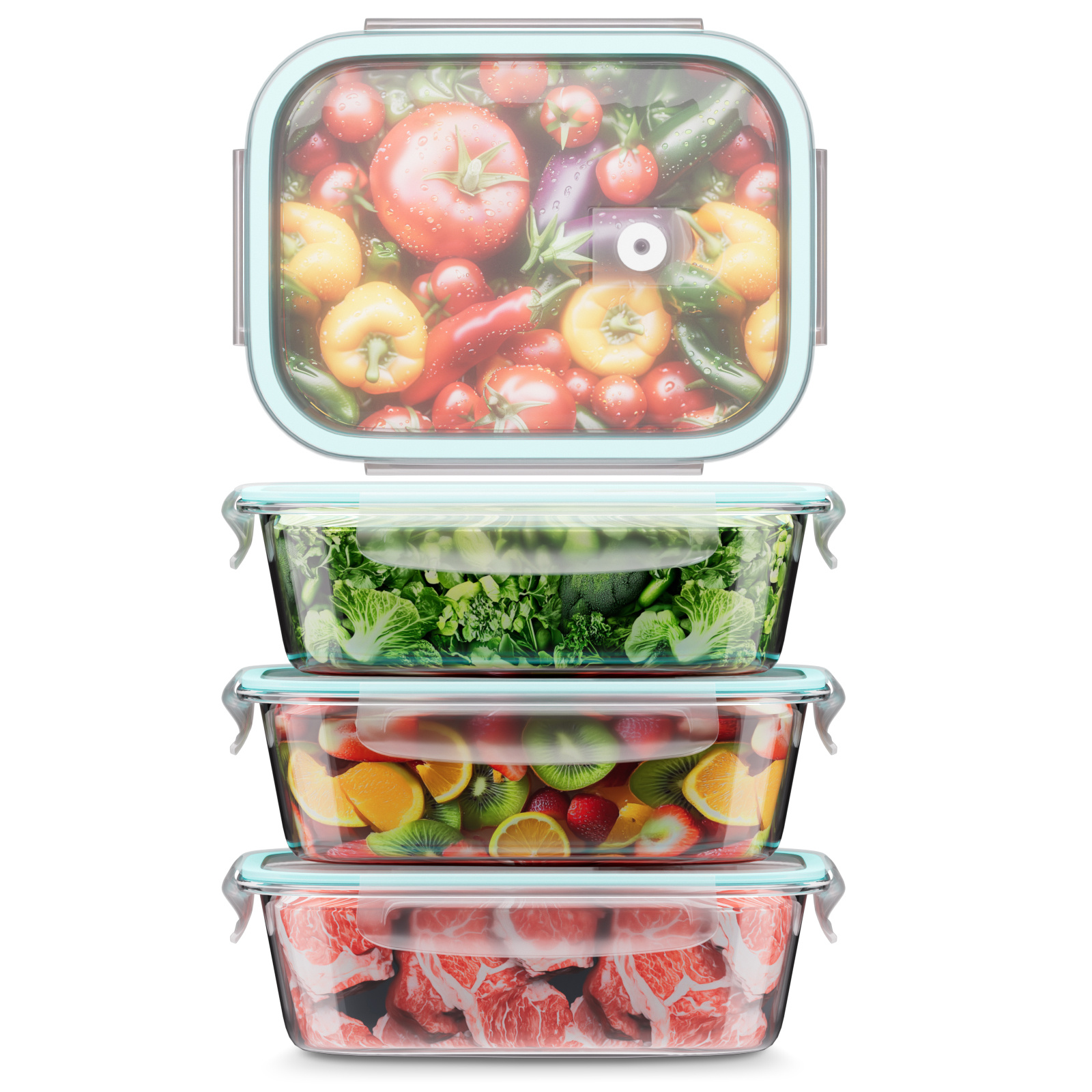 E-shop 4x1520ML Frischhaltedosen Glas Set für Lebensmittel 12 Stück(6 Behälter + 6 Deckel), Glasbehälter mit Deckel Mikrowellengeschirr Spülmaschinen &