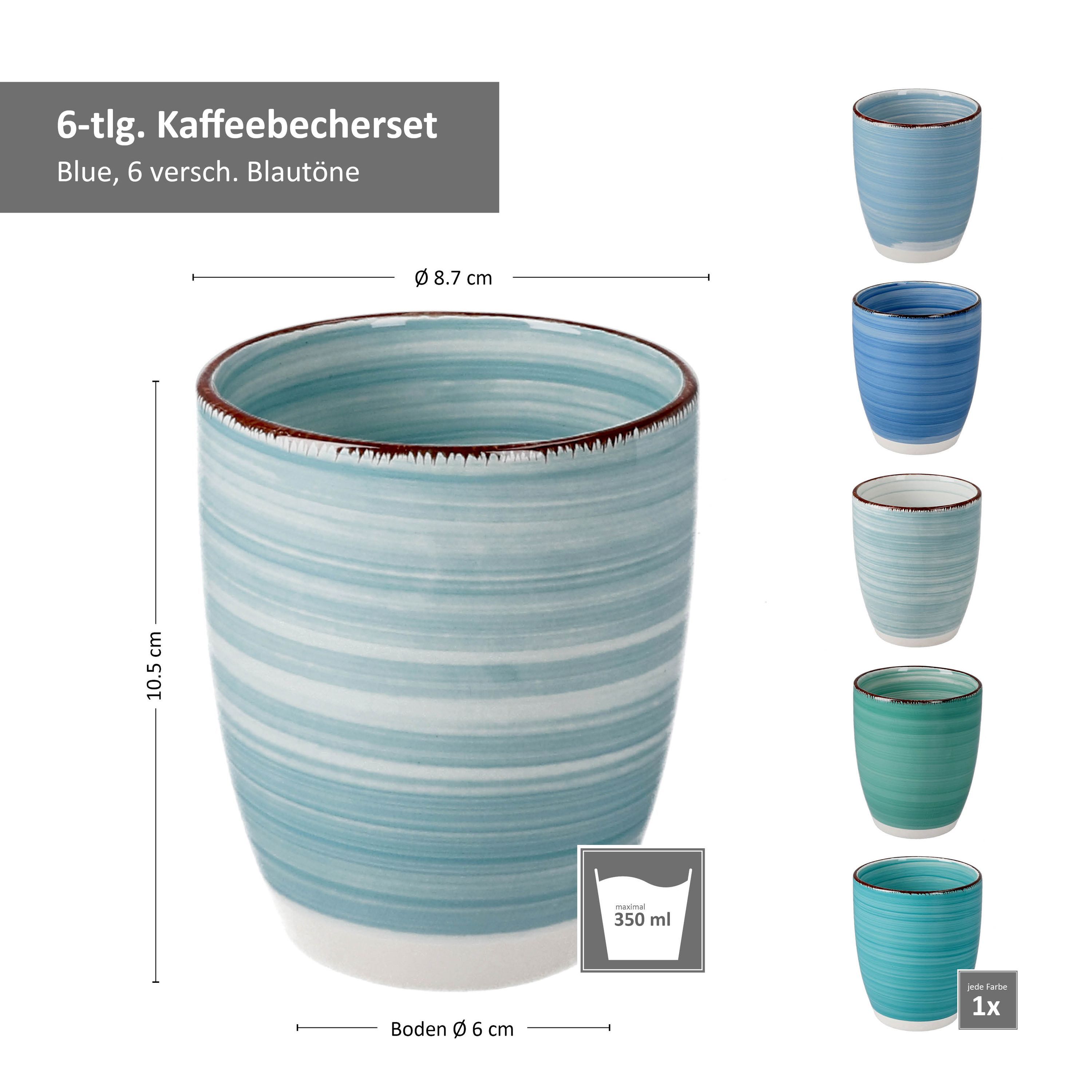 6-piece Set Of Mugs Without Handles