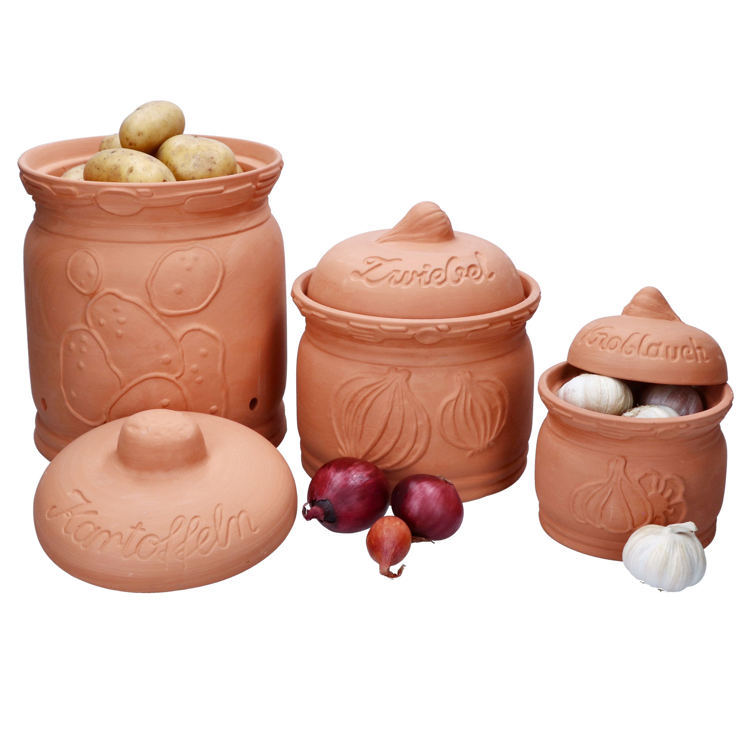 3-piece Set Terra Terracotta Potato, Onion & Garlic Pot - 1983, 1984 & 1985