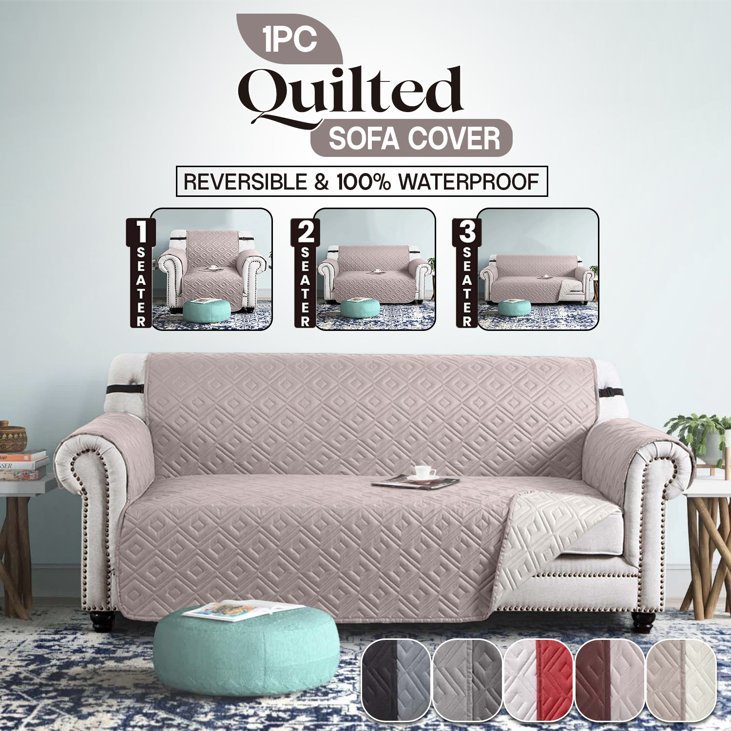 TEMU 1 Pack Double-sided Sofa Cover – Machine Washable Waterproof, Decorative, Sofa Protector Pet-friendly Furniture Protector Suitable For Living