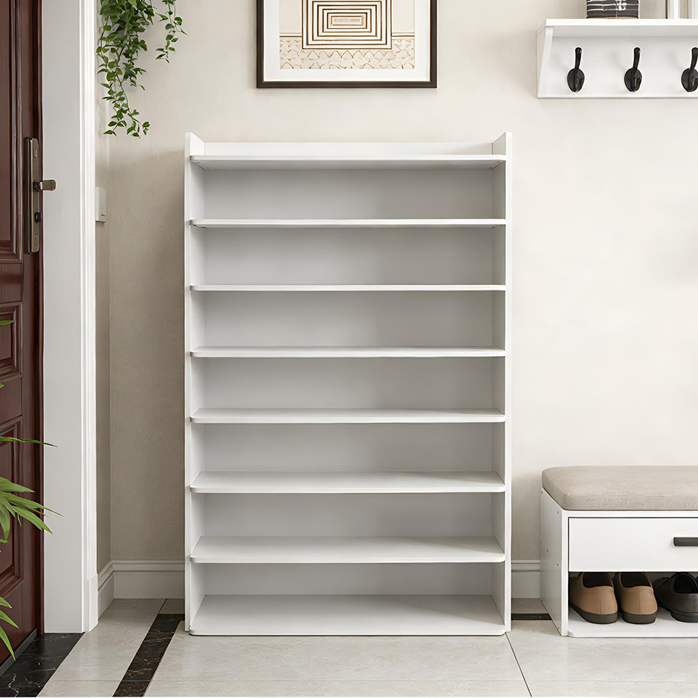 TEMU Wooden Shoe Cabinet, 7 Tier Wooden Shoe Storage Cabinet Organizer For Small Spaces, Free-standing Shoe Rack Shoe Shelf Shoes Stand