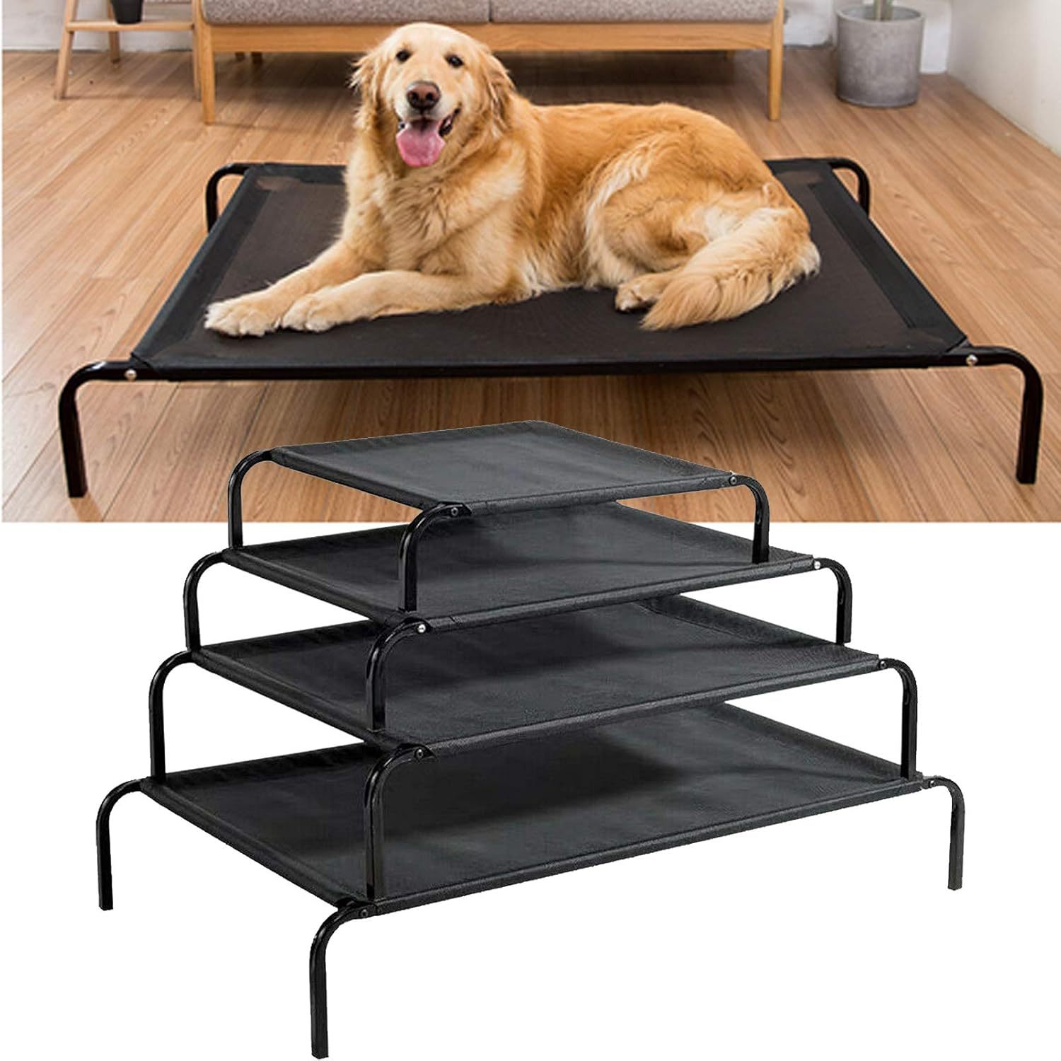 dog beds large washable elevated dog bed raised dog bed pet sofa outdoor cooling pet mat dog bed chew resistant portable dog cot with breathable mesh no slip rubber feet