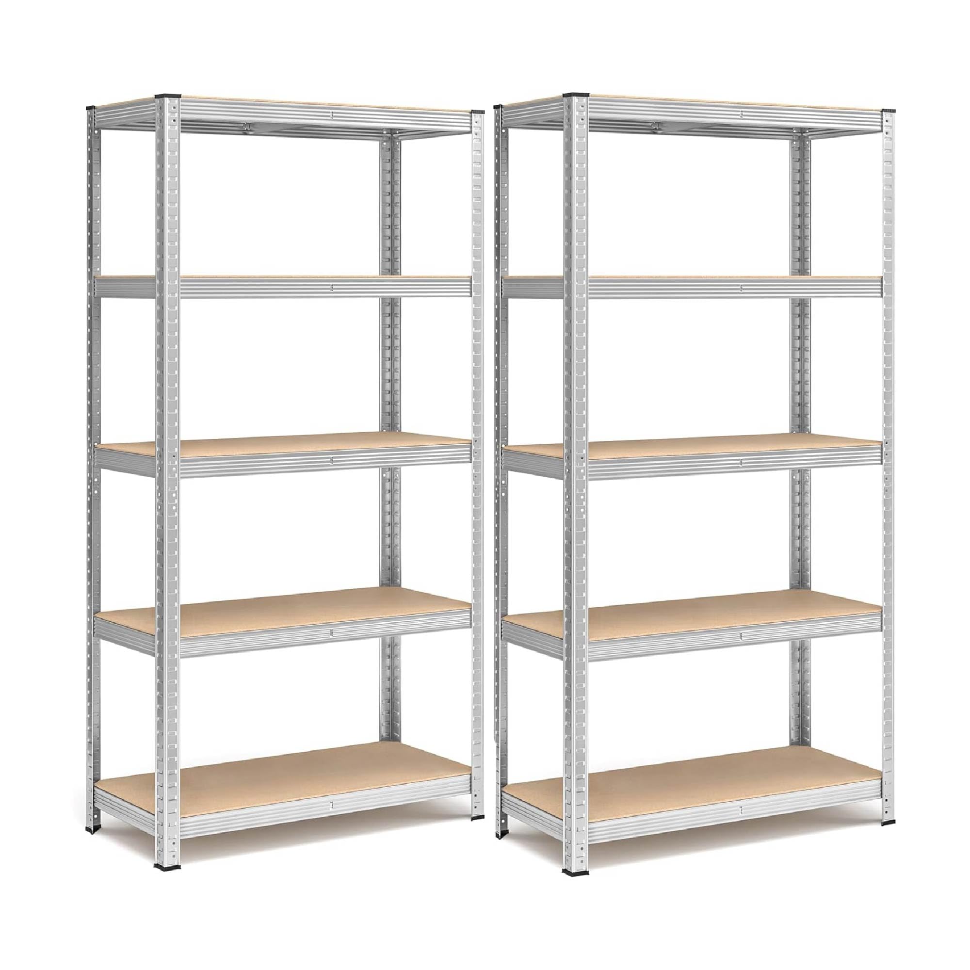 TEMU Ilgruppone Set Of 2 Metal Shelves, 5-tier Adjustable Racks, 875 Kg Load Capacity, No Screws Needed, Space-saving Garage Shelving