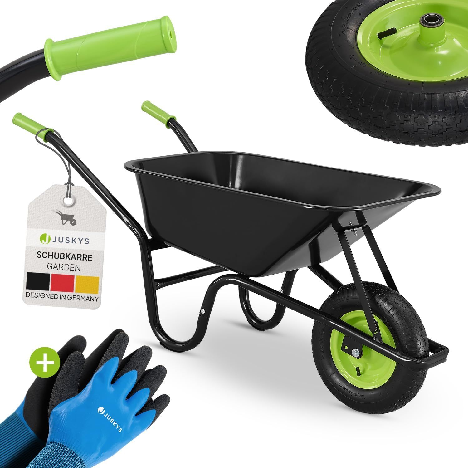 TEMU Wheelbarrow Garden 100l With Gloves - Black