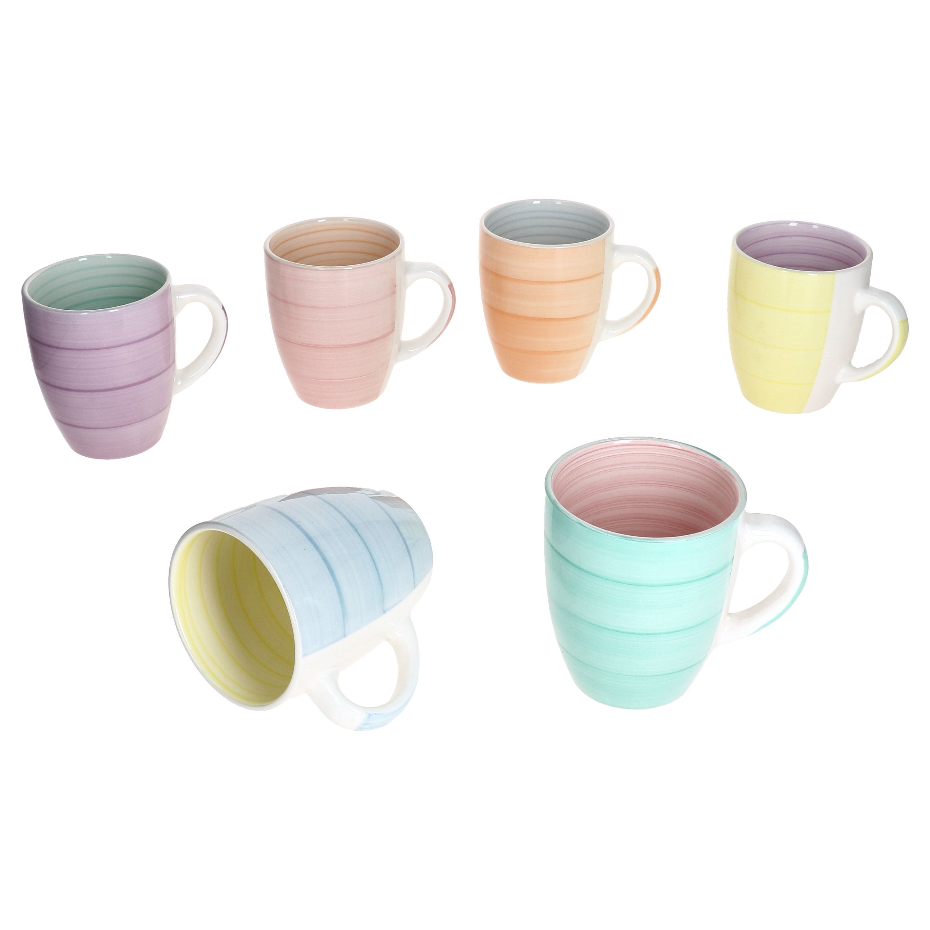 E-shop 6er Set Kaffeebecher mit Henkel für 6 Personen aus Steingut - 24326212