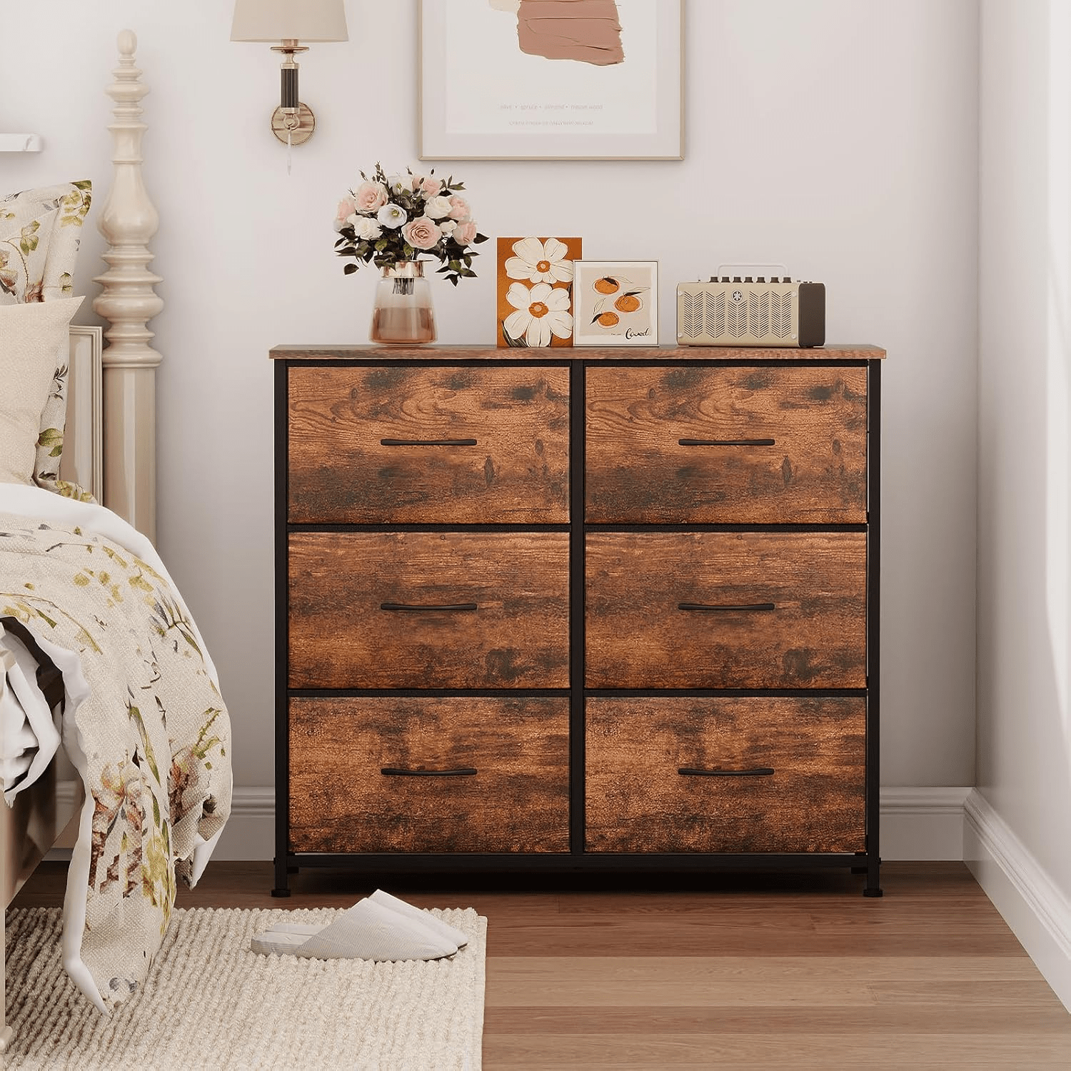 Image of Chest Of Drawers Fabric Chest Of Drawers For Bedroom Living Room Hallway Drawer Cabinet Storage Cabinet Fabric Chest Of Drawers 6 Fabric Drawers
