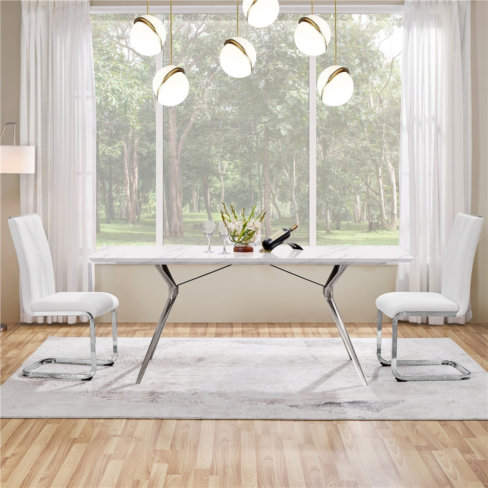TEMU Costoffs Lot de 2 Chaises de Salle à Manger Ensemble de Chaises de Cuisine en Similicuir avec Pieds Métalliques en U Haut Chaises d'appoint