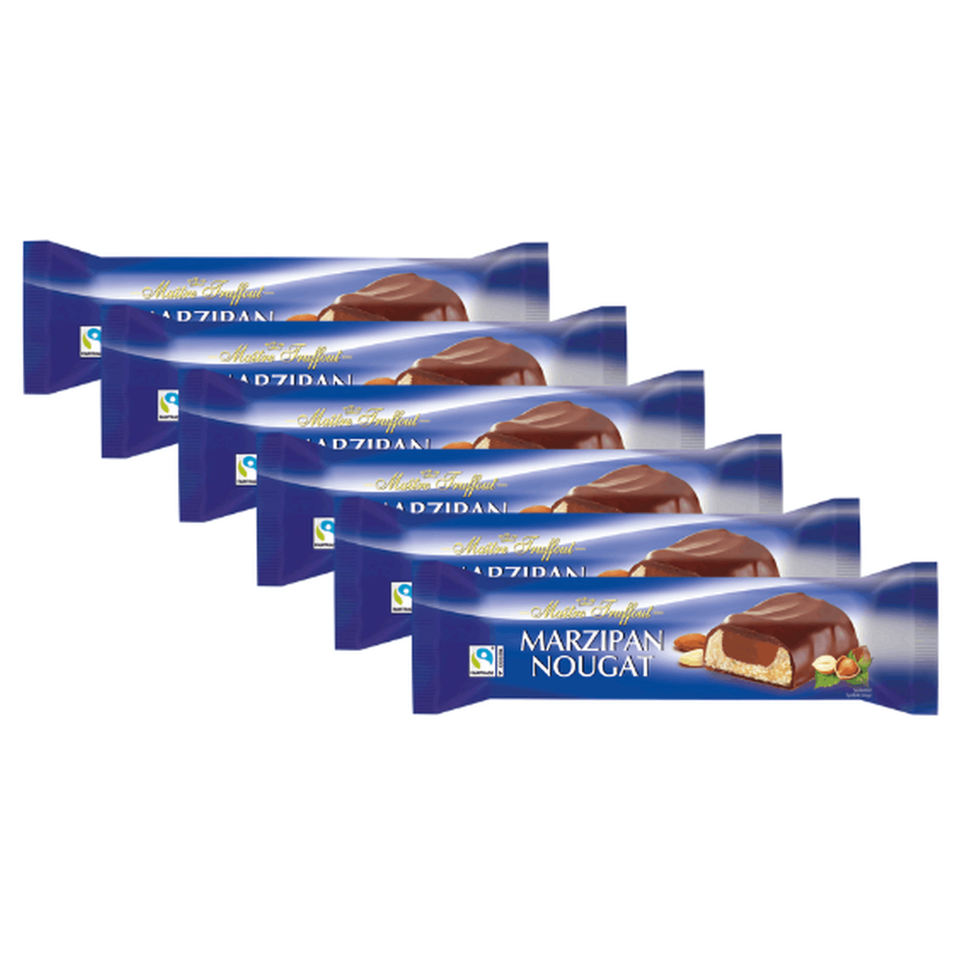 Maître Truffout Marzipan Nougat Bar 6 × 75 G – Marzipan & Hazelnut Nougat Wrapped In Delicate Milk Chocolate