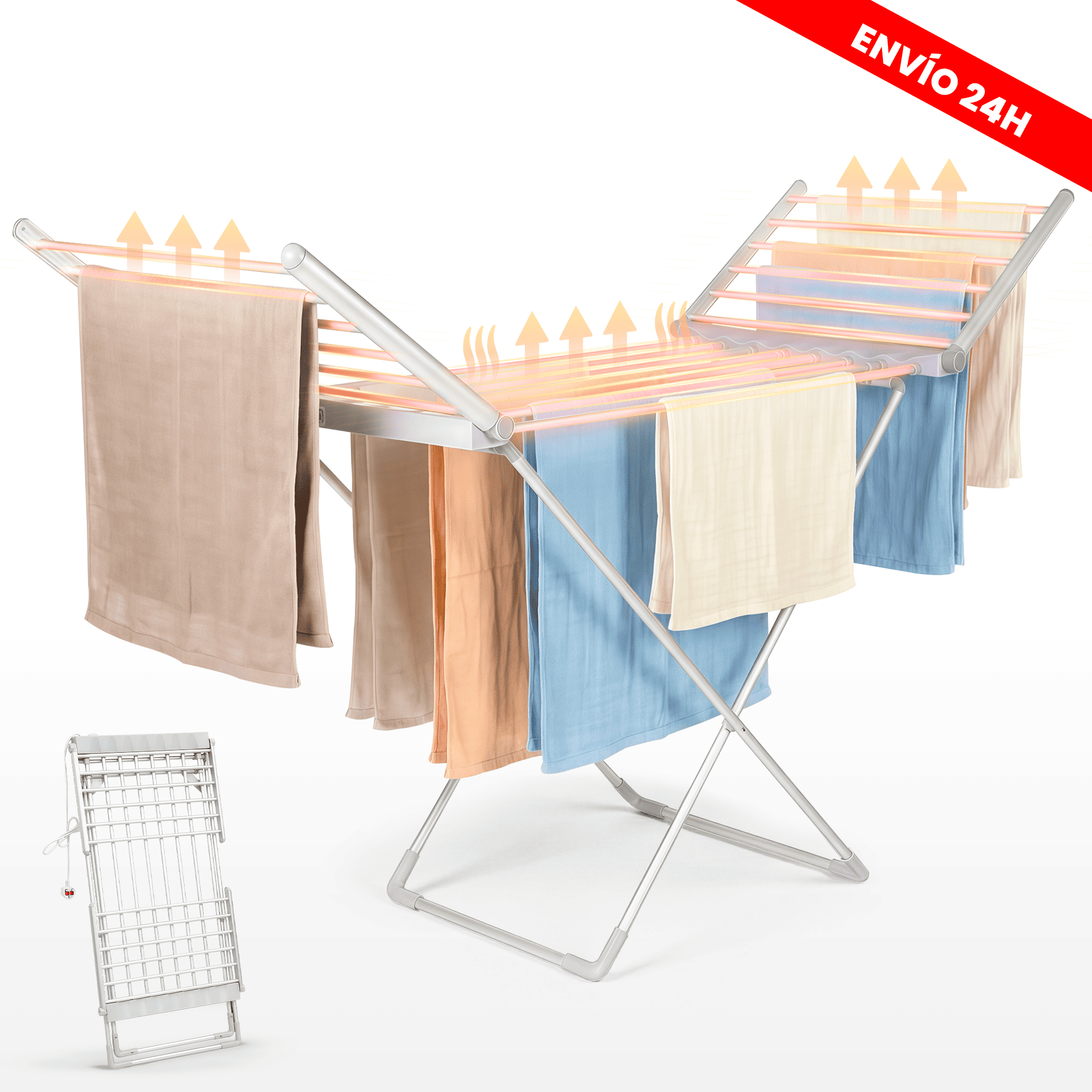 Image of | 20-tube Foldable Electric Clothesline, Fast And Drying, 10kg Capacity, Compact Reinforced Aluminum Design