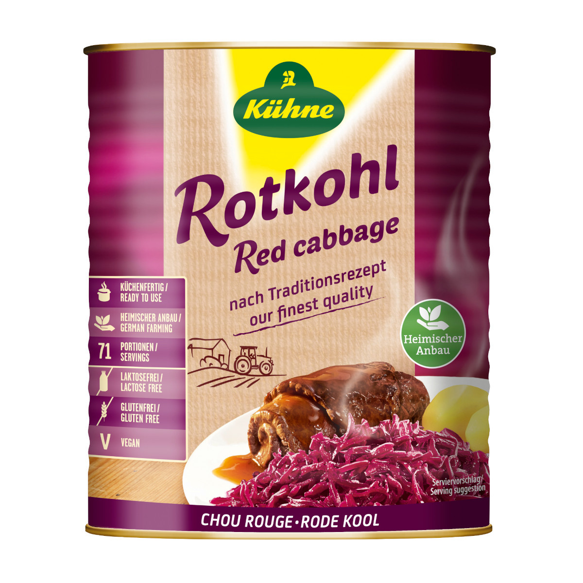 Kühne Red Cabbage - The Original Kitchen-ready Drain Weight 9200g