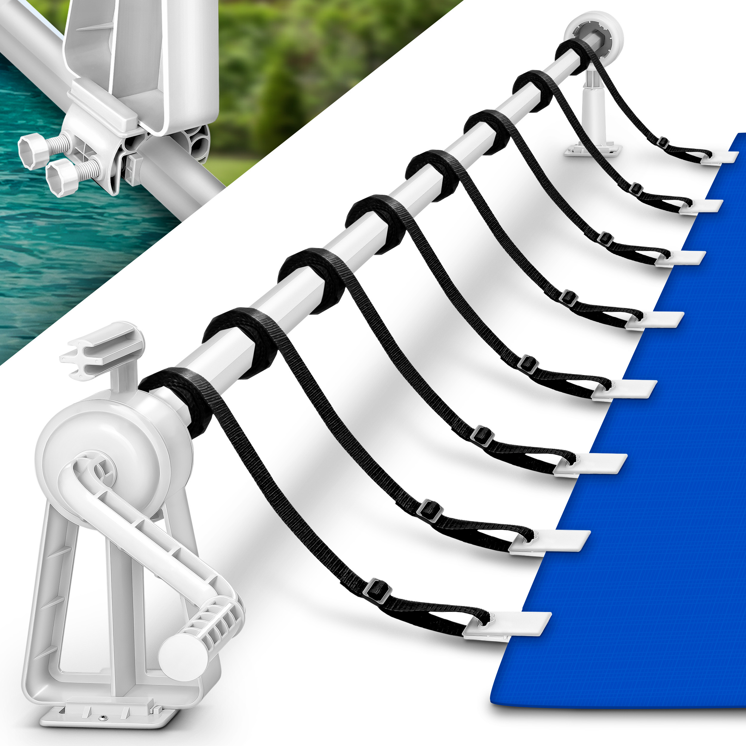 TEMU Tillvex簧 Avvolgitore Premium per Piscina 1.05-6.15 M | di Avvolgimento per Coperture Solari | Dispositivo di Avvolgimento per Coperture e Teli