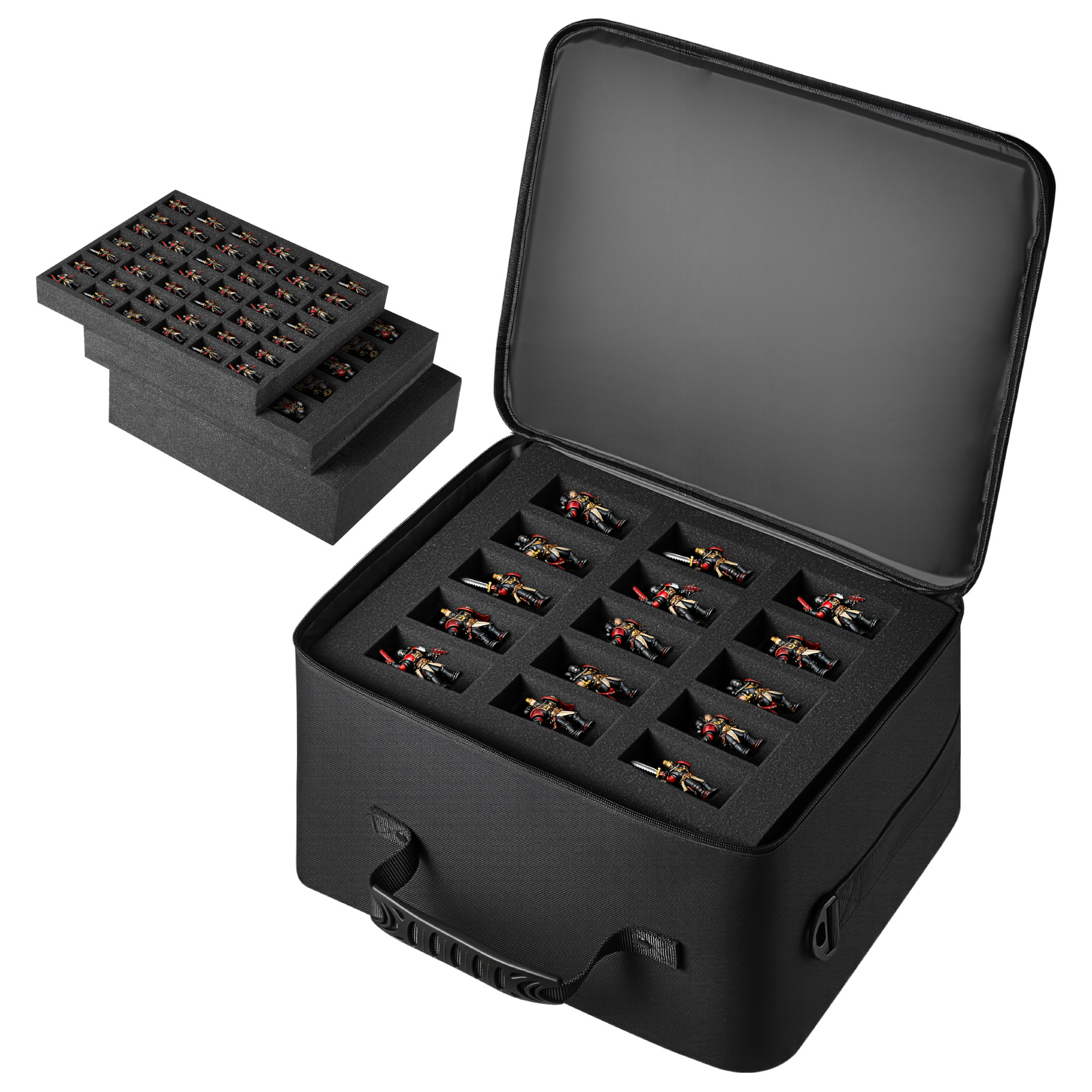 Image of Vevor Miniature Storage Carrying Figure Bag, Fits For 1:500-1:750 Scale Models, Miniature Transport Bag With Adjustable Shoulder Strap, 3 Foam Layers For Large Storage Capacity (minis Not Included)