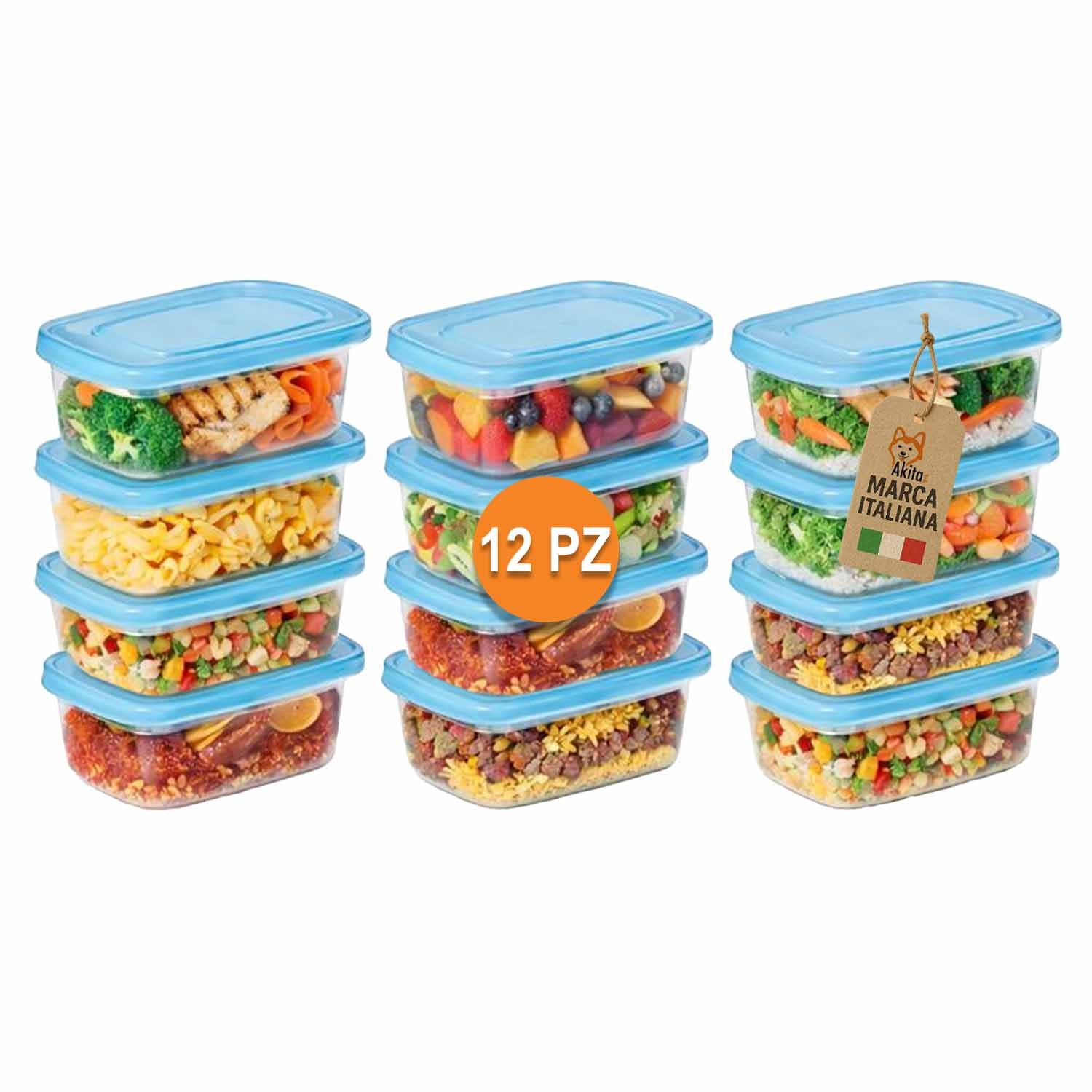 Food Plastic Containers With Lids - 12pcs Set (3×4) - Formats And - Food Storage For Fridge And Takeaway