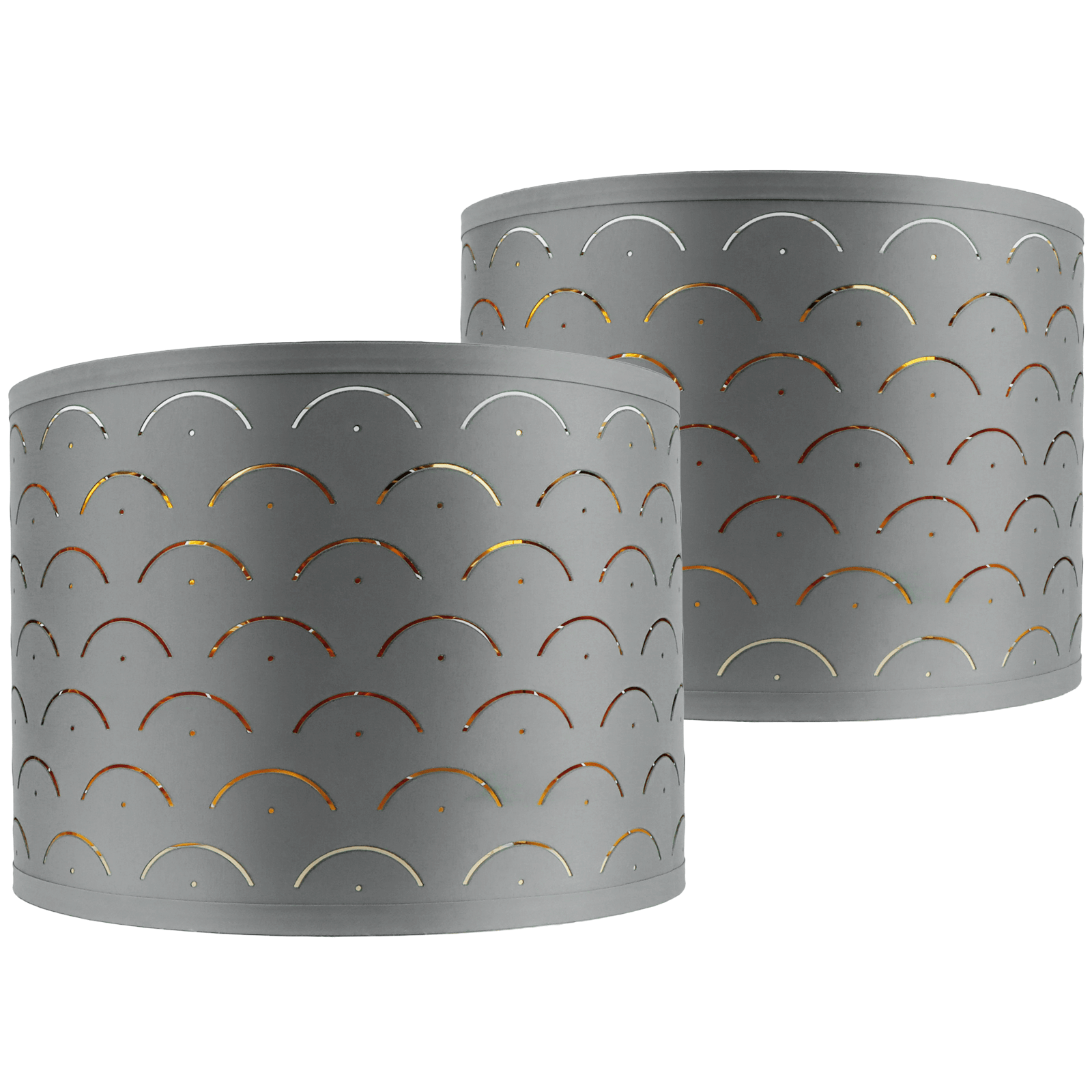 TEMU 2pcs 33.02cm Grey Drum Lampshades Set, Hollow Out Design, Easy Assembly Replacement Covers For Table, Floor Lamps & Chandeliers