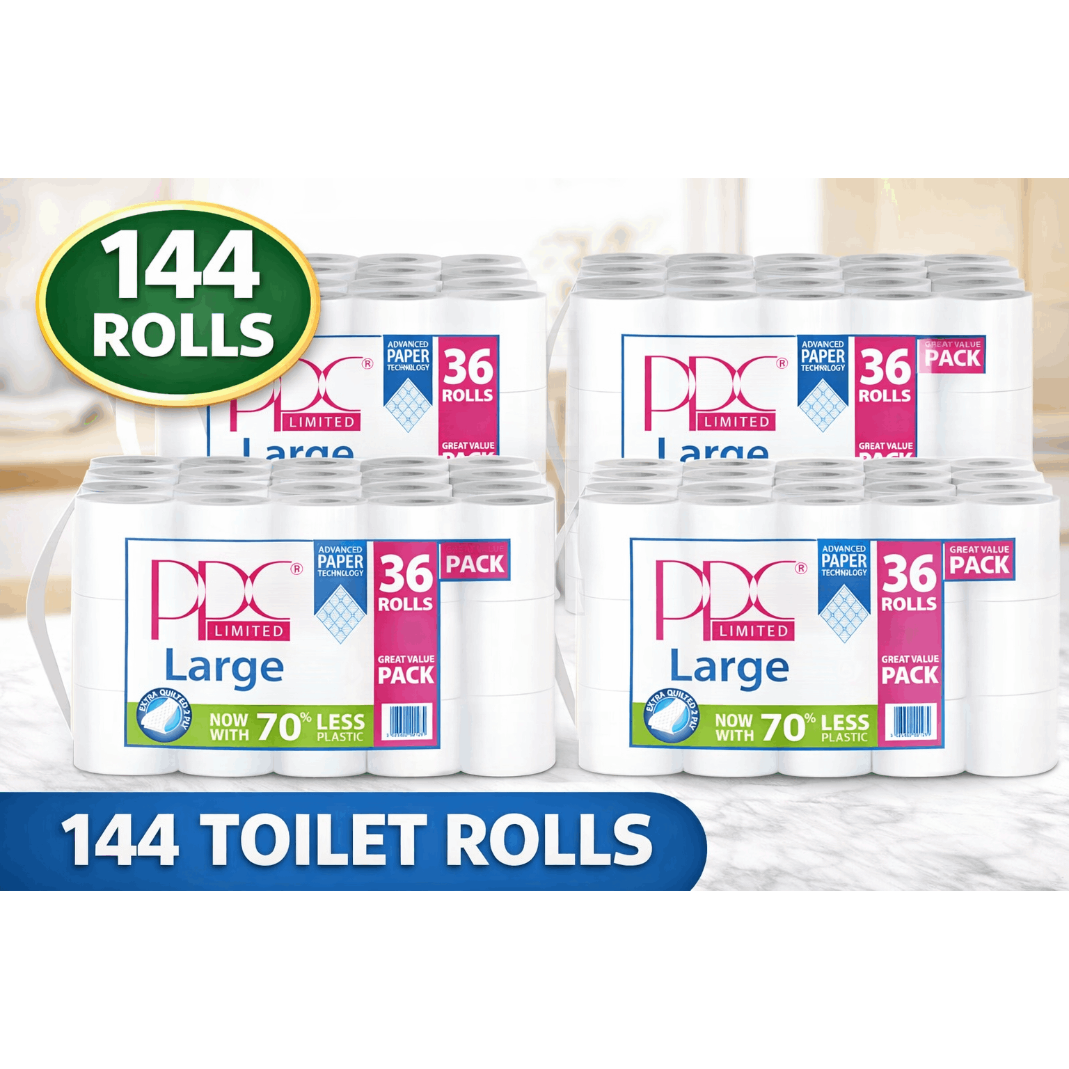 TEMU 144 Rolls X Toilet Tissue Bulk Large Pack Quality White 2 Ply Embossed Tissue