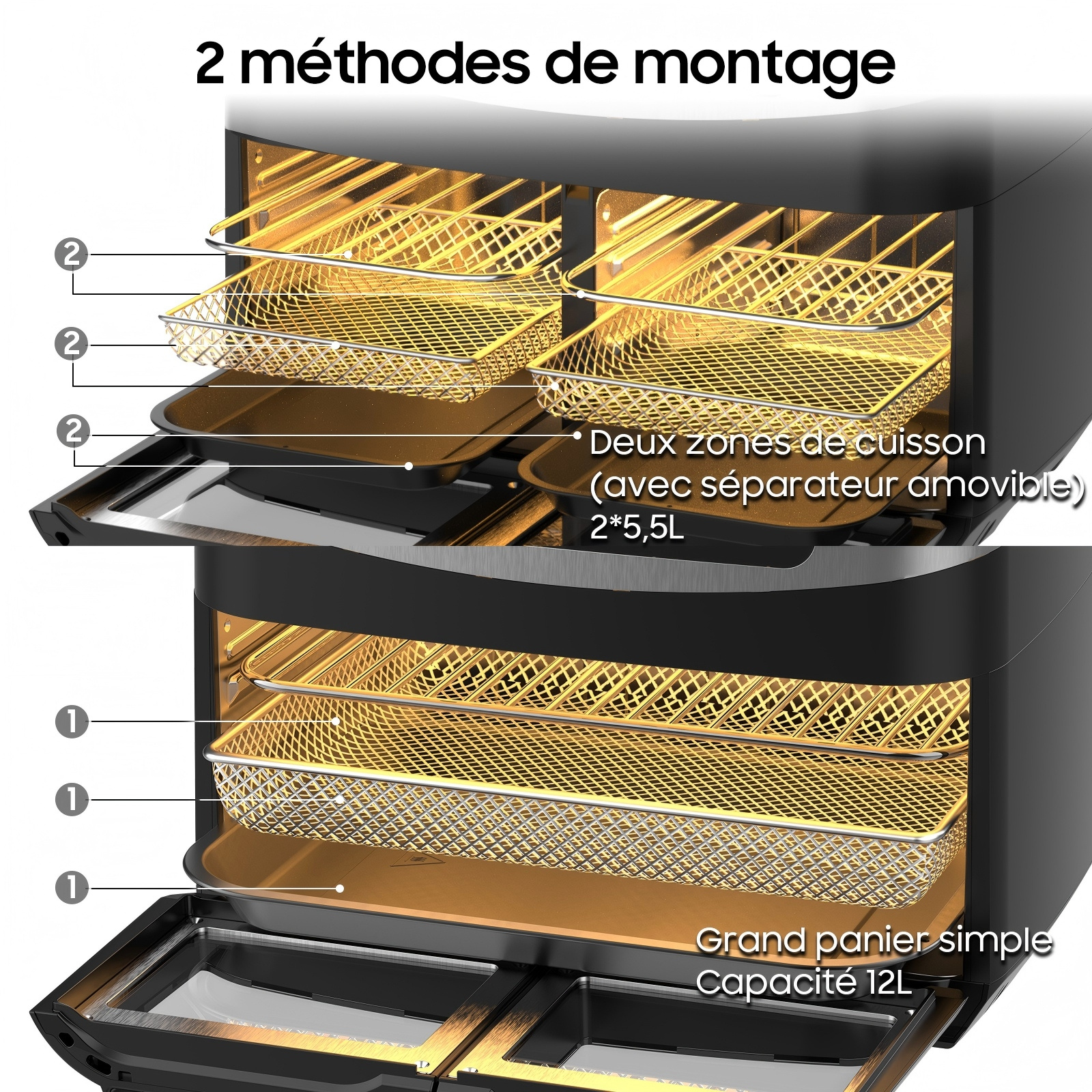 12L Dubbele Kamer Airfryer, XXL